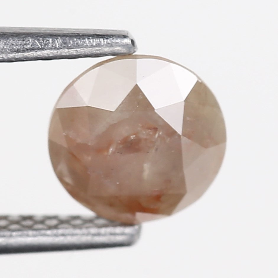 0.93 Carat Natural Orange Round Cut Salt Pepper Rustic Diamond 5.9 MM