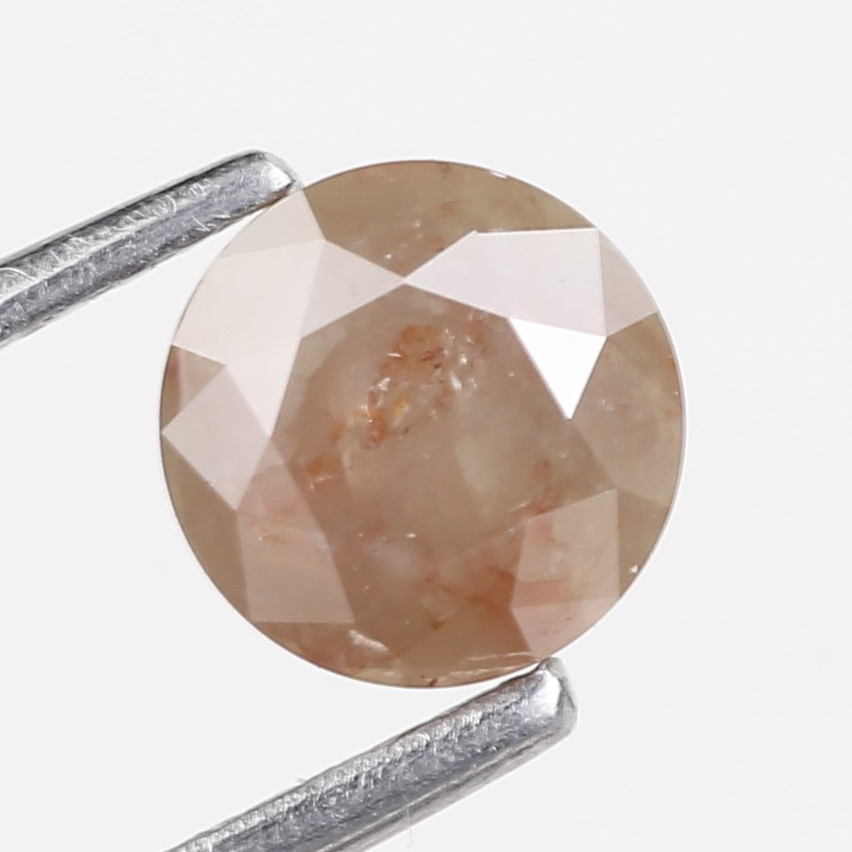 0.93 Carat Natural Orange Round Cut Salt Pepper Rustic Diamond 5.9 MM