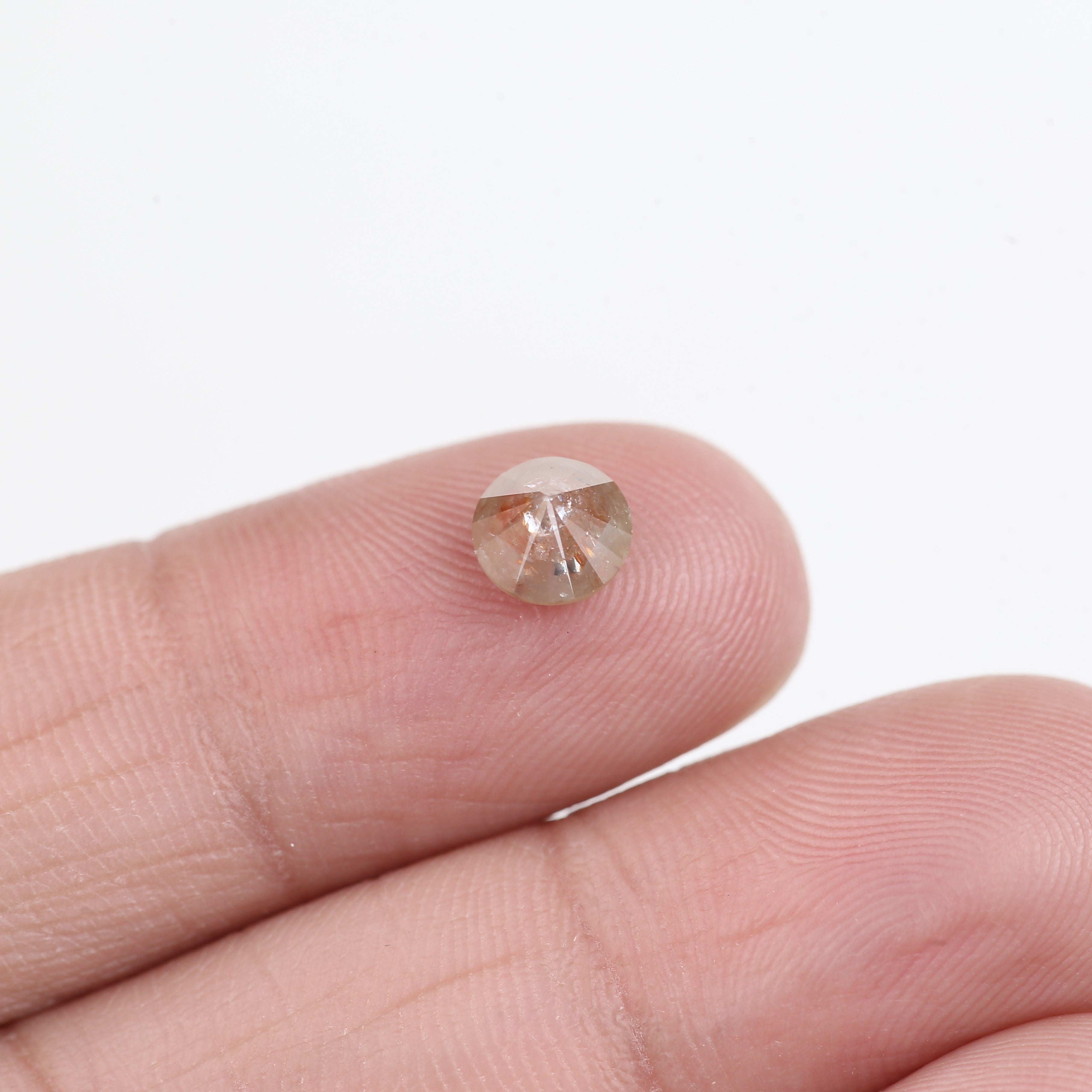 0.93 Carat Natural Orange Round Cut Salt Pepper Rustic Diamond 5.9 MM