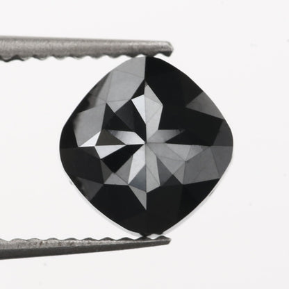 natural cushion cut black diamond