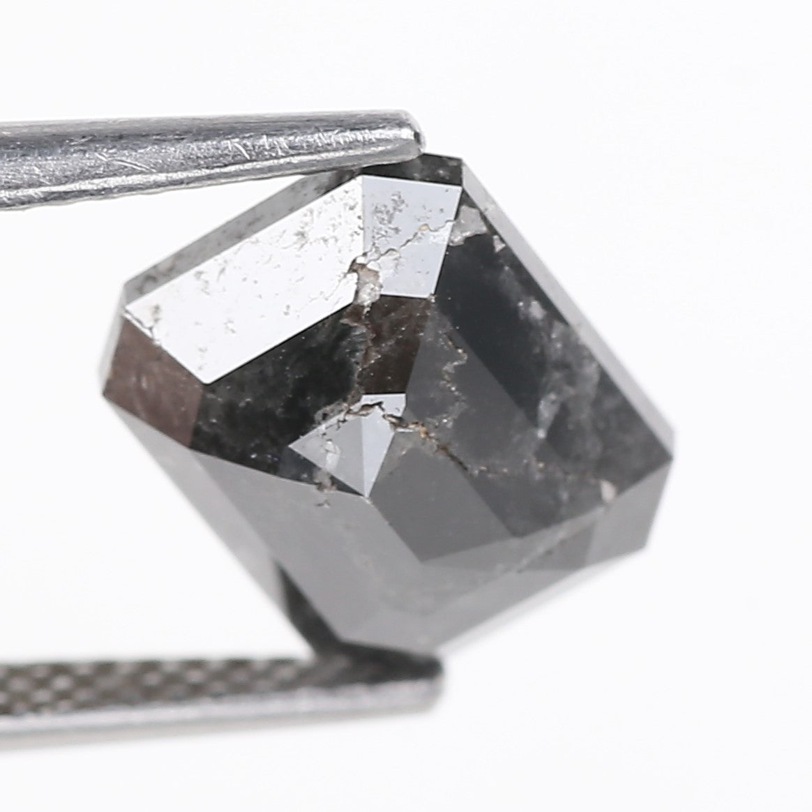 4.16 Carat Natural Black Emerald Loose Salt and Pepper Diamond 9.74 MM
