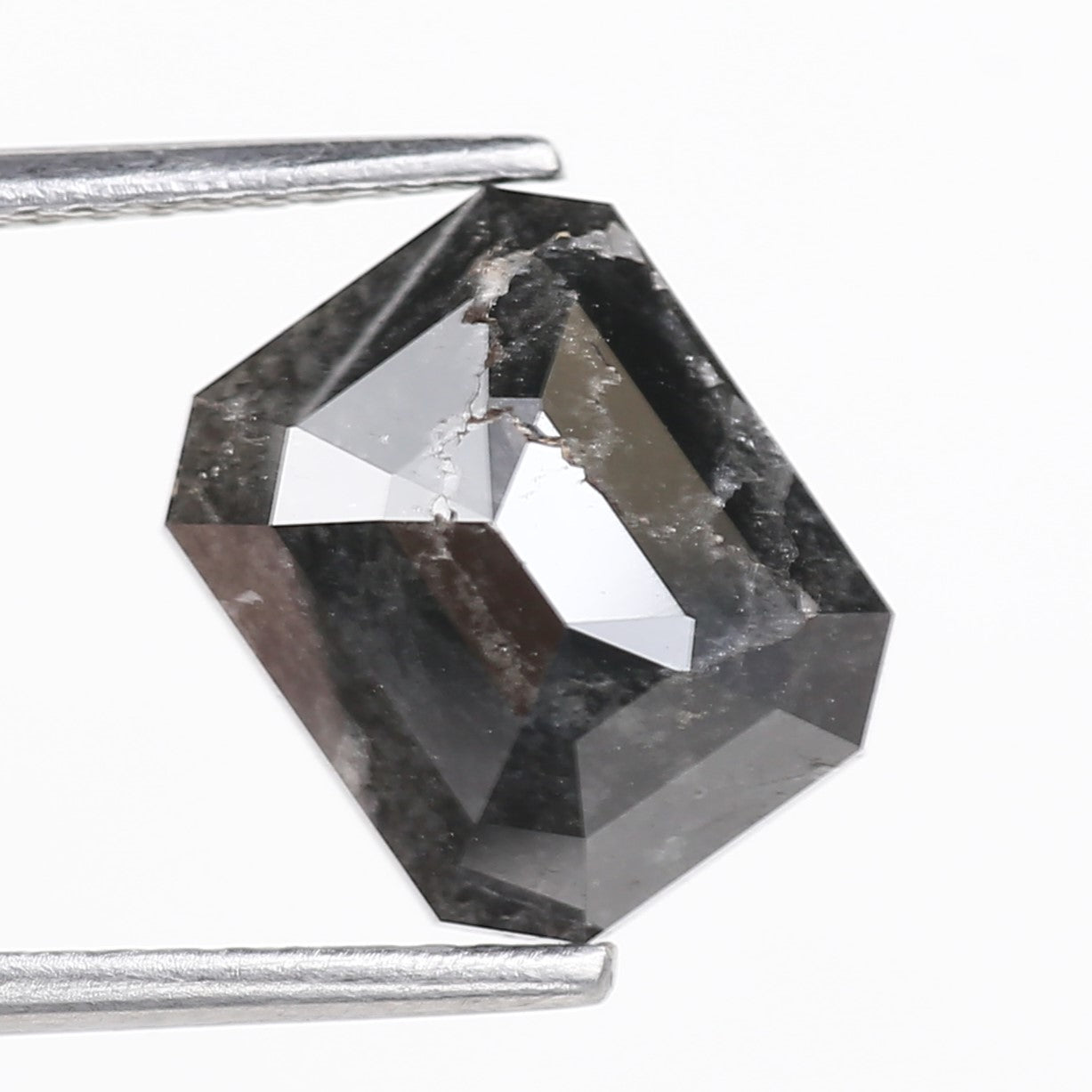 4.16 Carat Natural Black Emerald Loose Salt and Pepper Diamond 9.74 MM