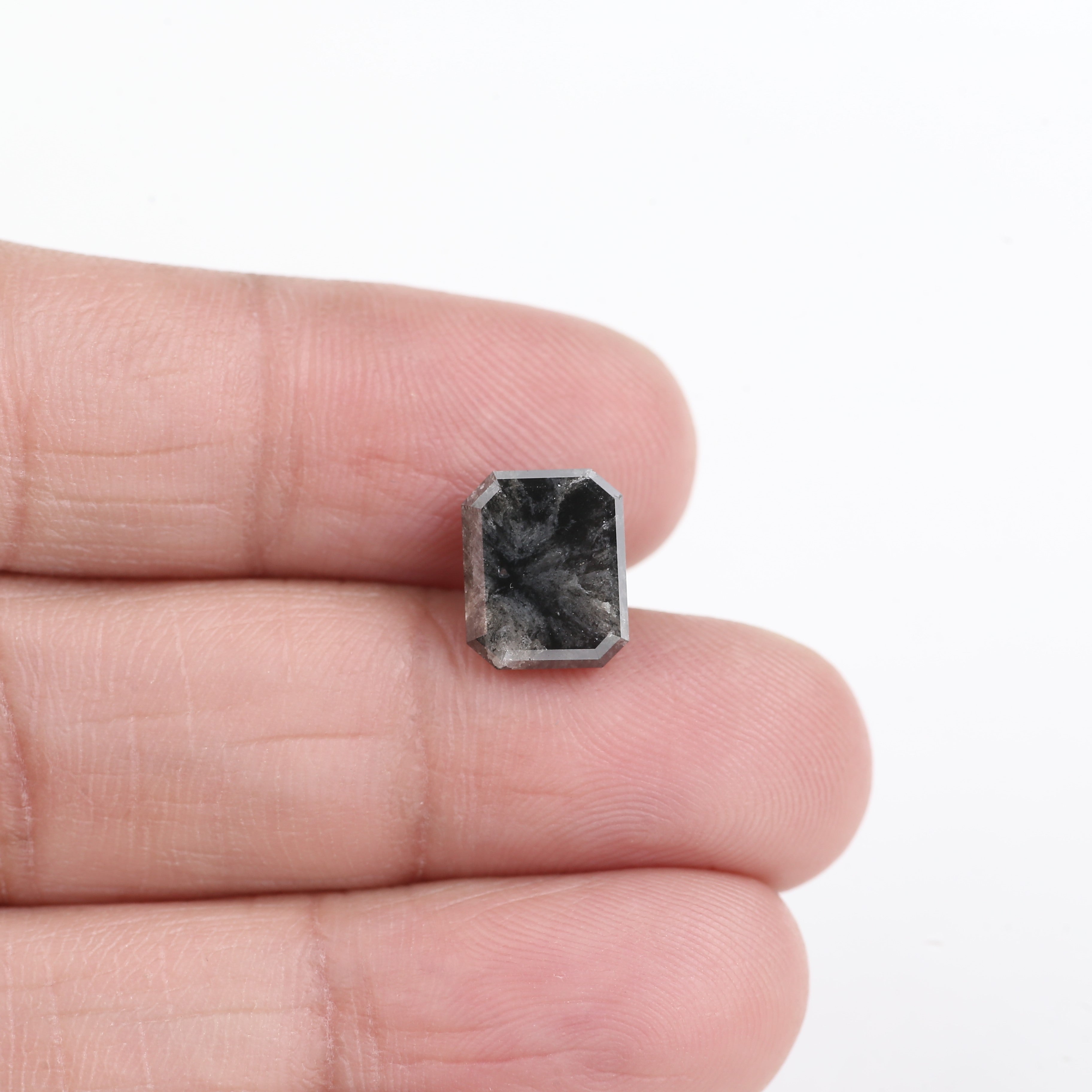 4.16 Carat Natural Black Emerald Loose Salt and Pepper Diamond 9.74 MM
