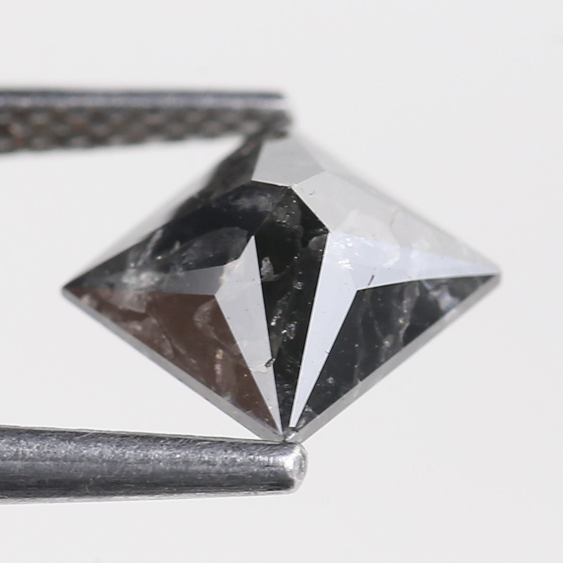1.52 Ct Natural Black Princess Cut Salt and Pepper Diamond 6.47 MM