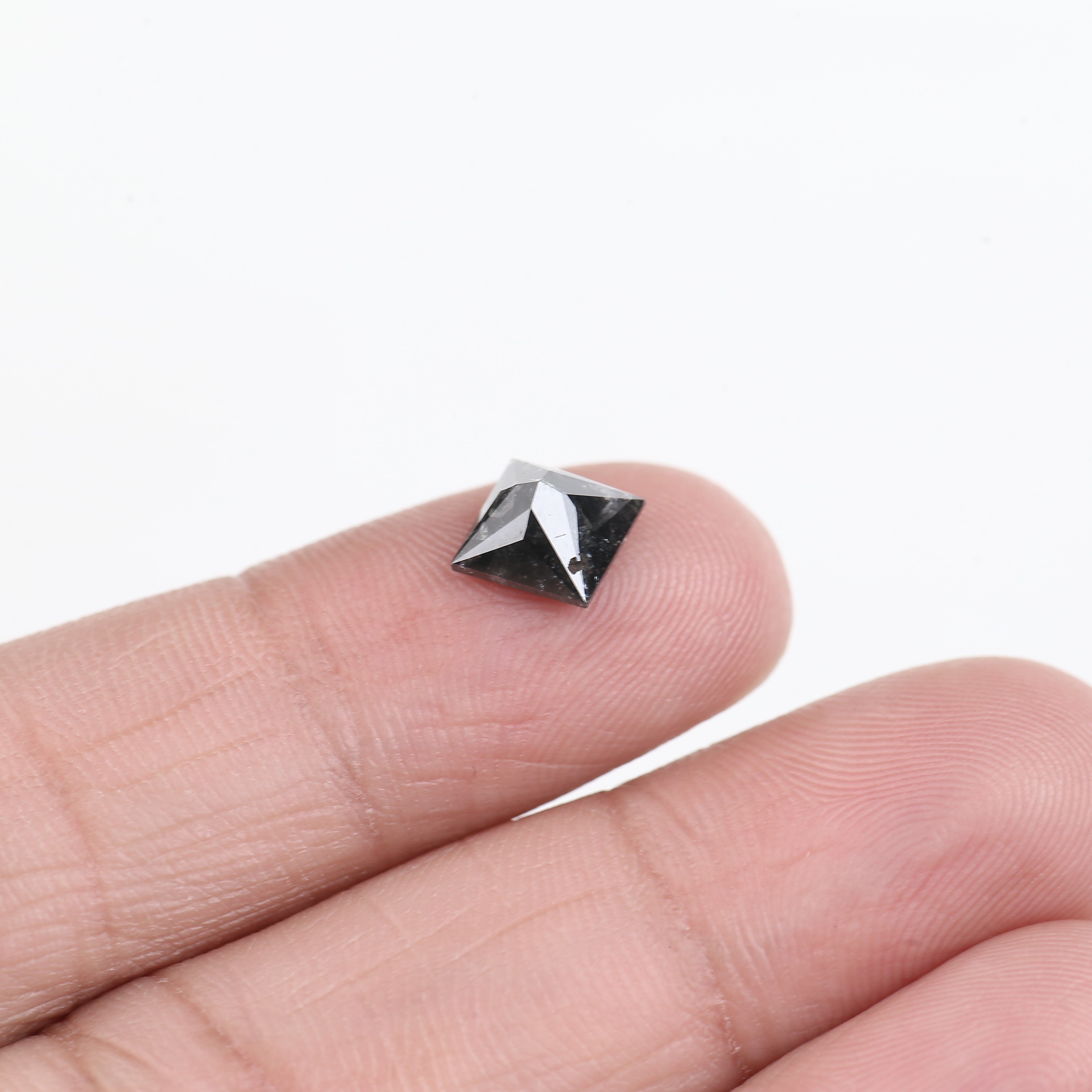 1.52 Ct Natural Black Princess Cut Salt and Pepper Diamond 6.47 MM