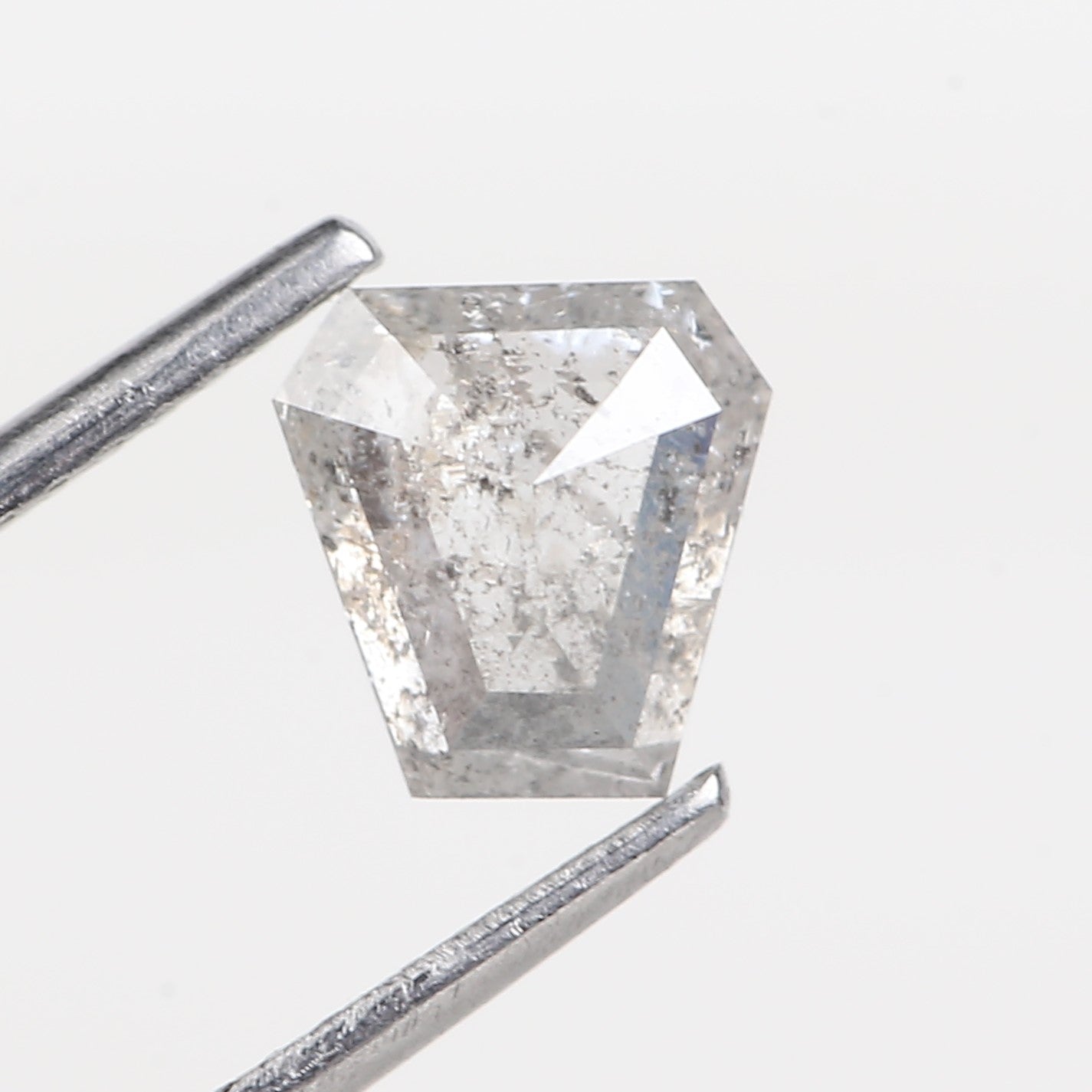 1.14 Carat Natural See Through Diamond Coffin Shape Salt and Pepper Stone 6.37 MM