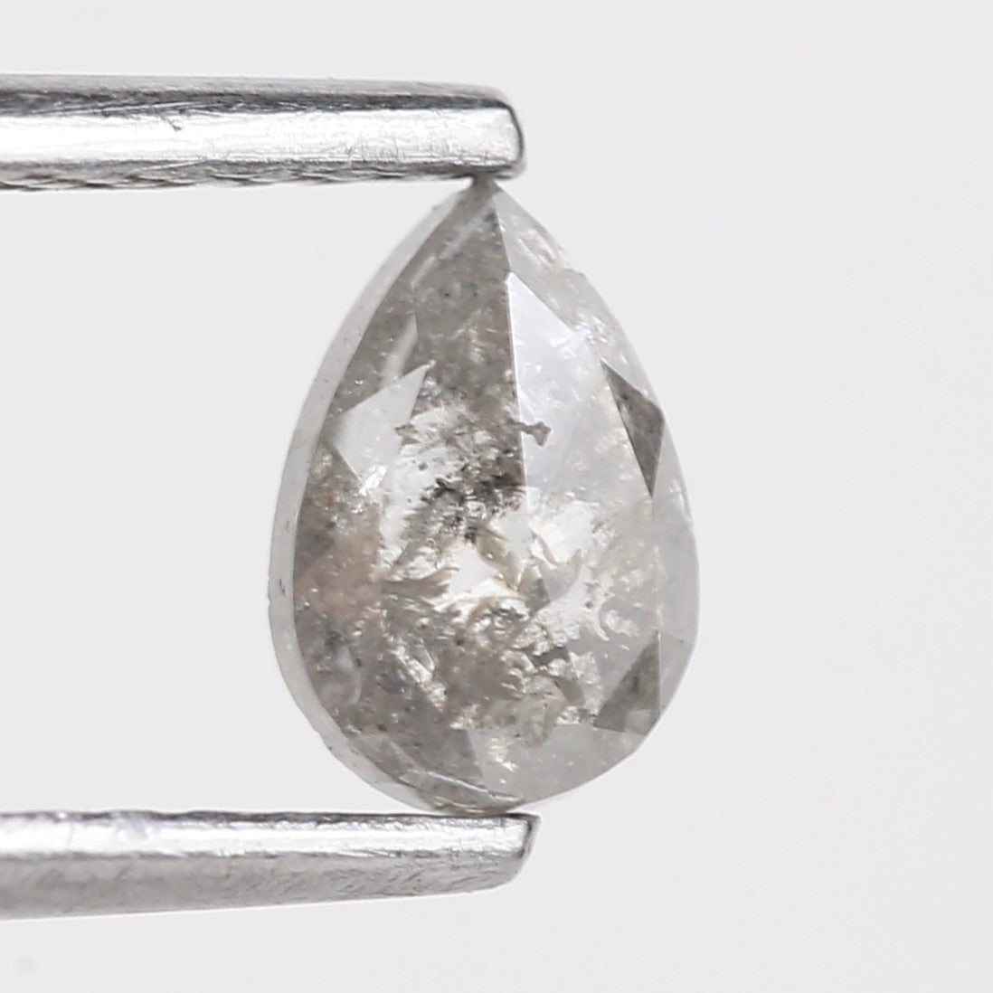 0.45 Carat Natural Grey Pear Cut Salt and Pepper Loose Diamond 6.07 MM