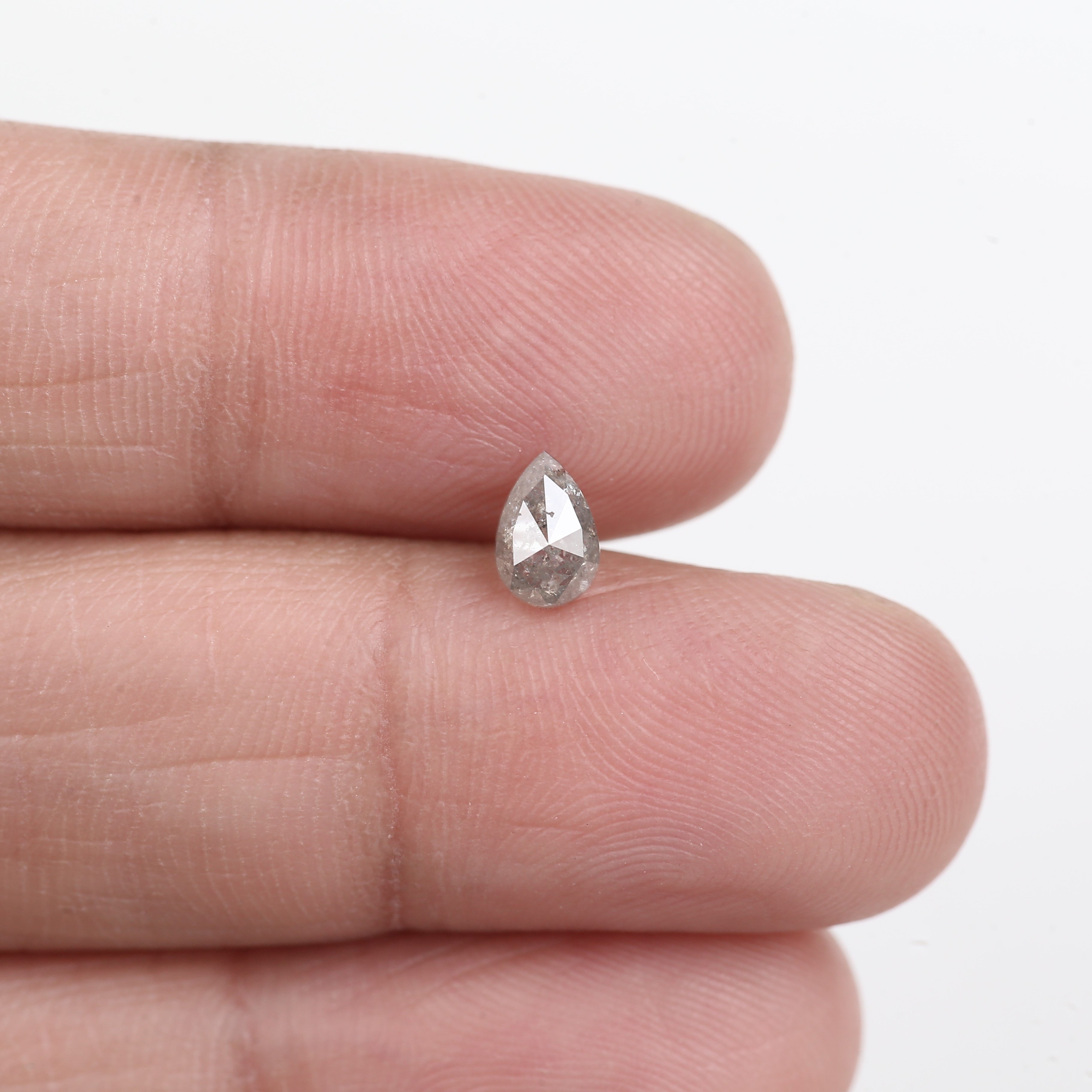 0.45 Carat Natural Grey Pear Cut Salt and Pepper Loose Diamond 6.07 MM
