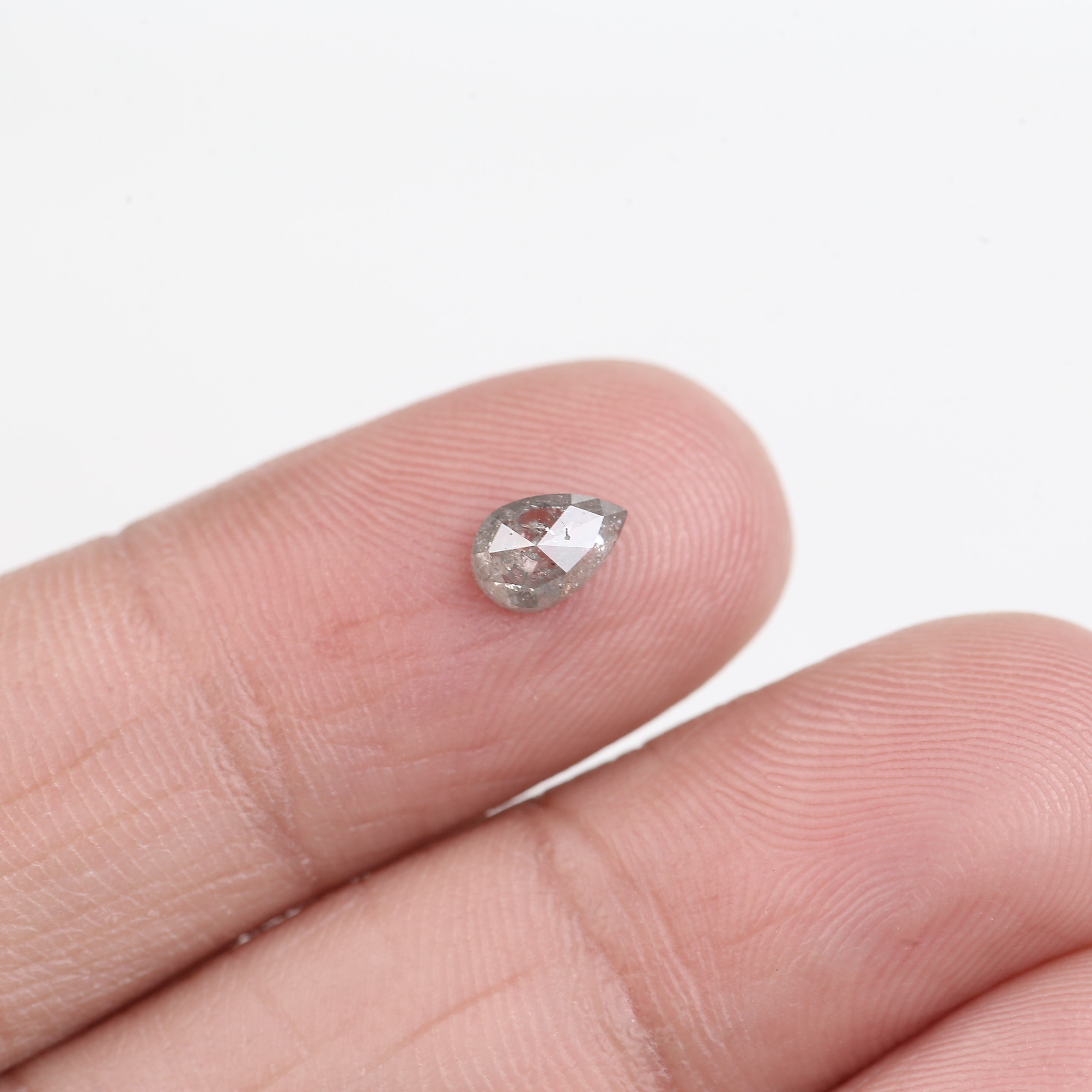 0.45 Carat Natural Grey Pear Cut Salt and Pepper Loose Diamond 6.07 MM