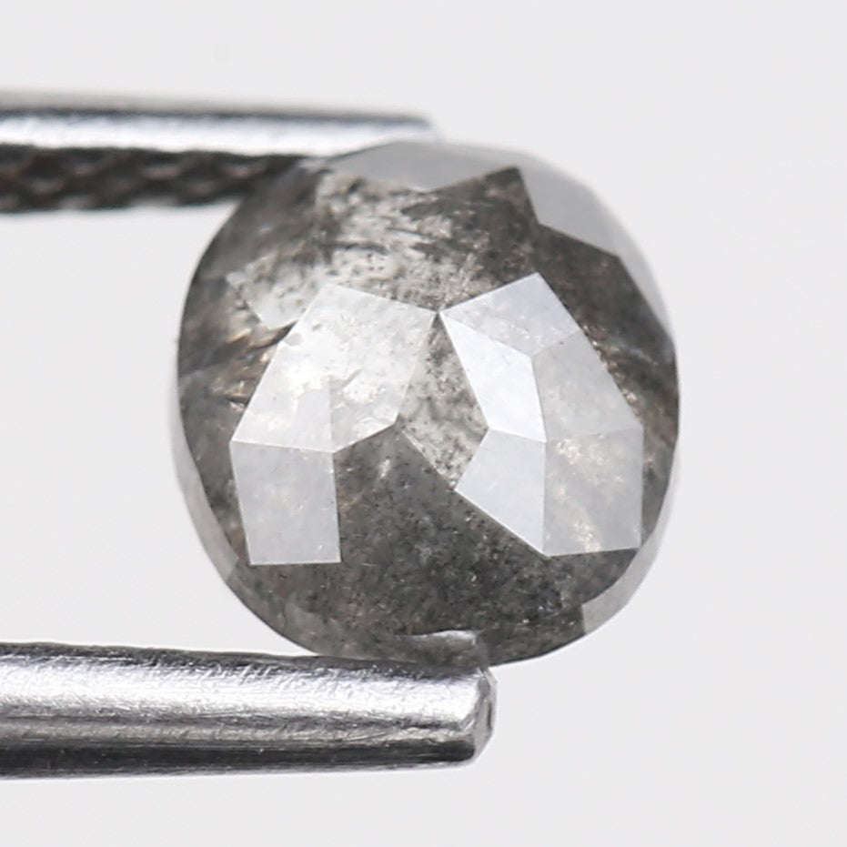 0.78 Carat Natural Grey Oval Rose Cut Loose Salt Pepper Diamond 5.55 MM