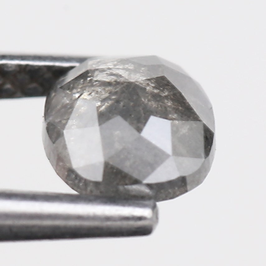 0.78 Carat Natural Grey Oval Rose Cut Loose Salt Pepper Diamond 5.55 MM