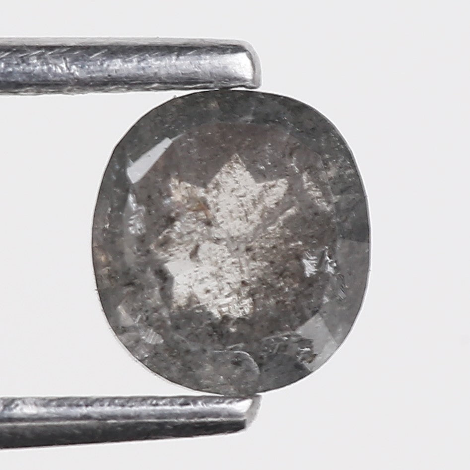 0.78 Carat Natural Grey Oval Rose Cut Loose Salt Pepper Diamond 5.55 MM