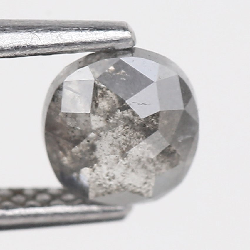 0.78 Carat Natural Grey Oval Rose Cut Loose Salt Pepper Diamond 5.55 MM