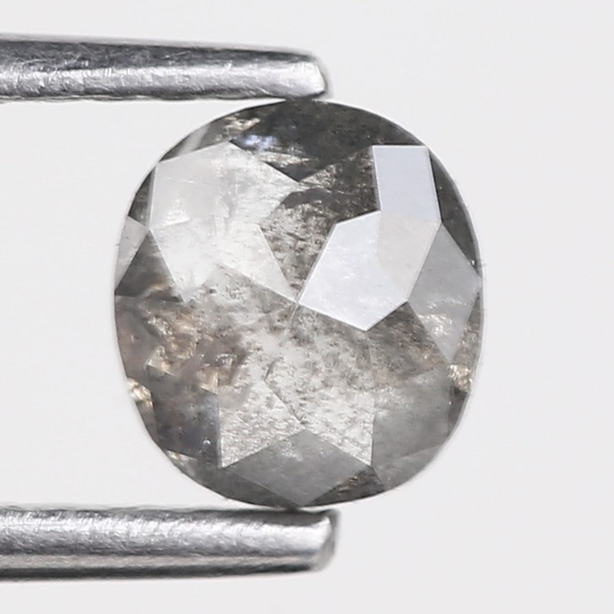 0.78 Carat Natural Grey Oval Rose Cut Loose Salt Pepper Diamond 5.55 MM