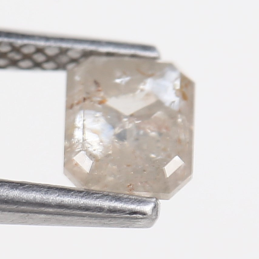 0.70 Carat Natural Salt and Pepper Diamond Emerald Cut 5.7 MM