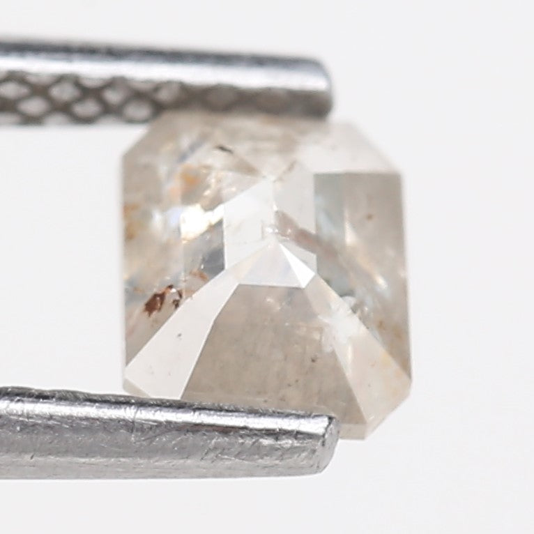 0.70 Carat Natural Salt and Pepper Diamond Emerald Cut 5.7 MM