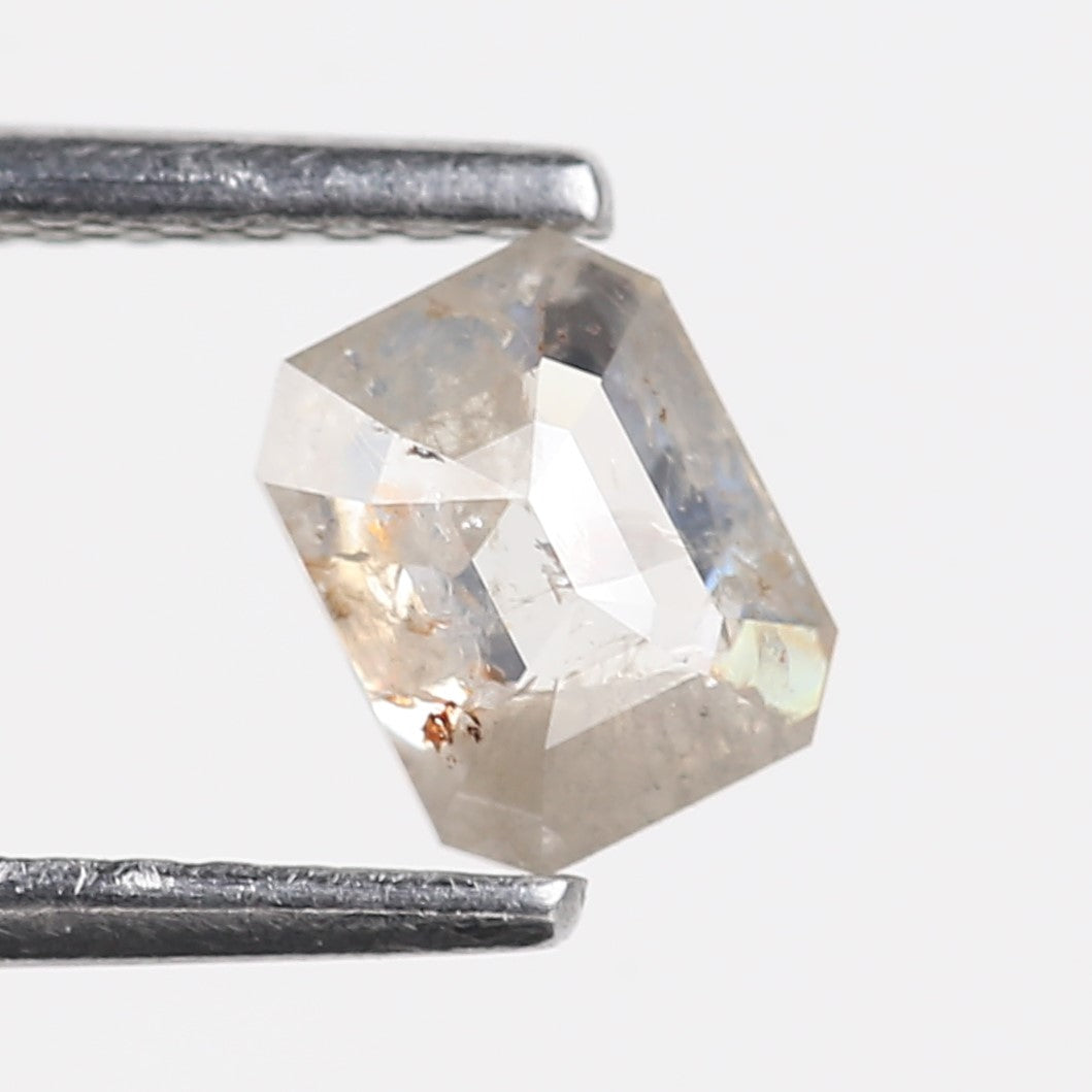 0.70 Carat Natural Salt and Pepper Diamond Emerald Cut 5.7 MM