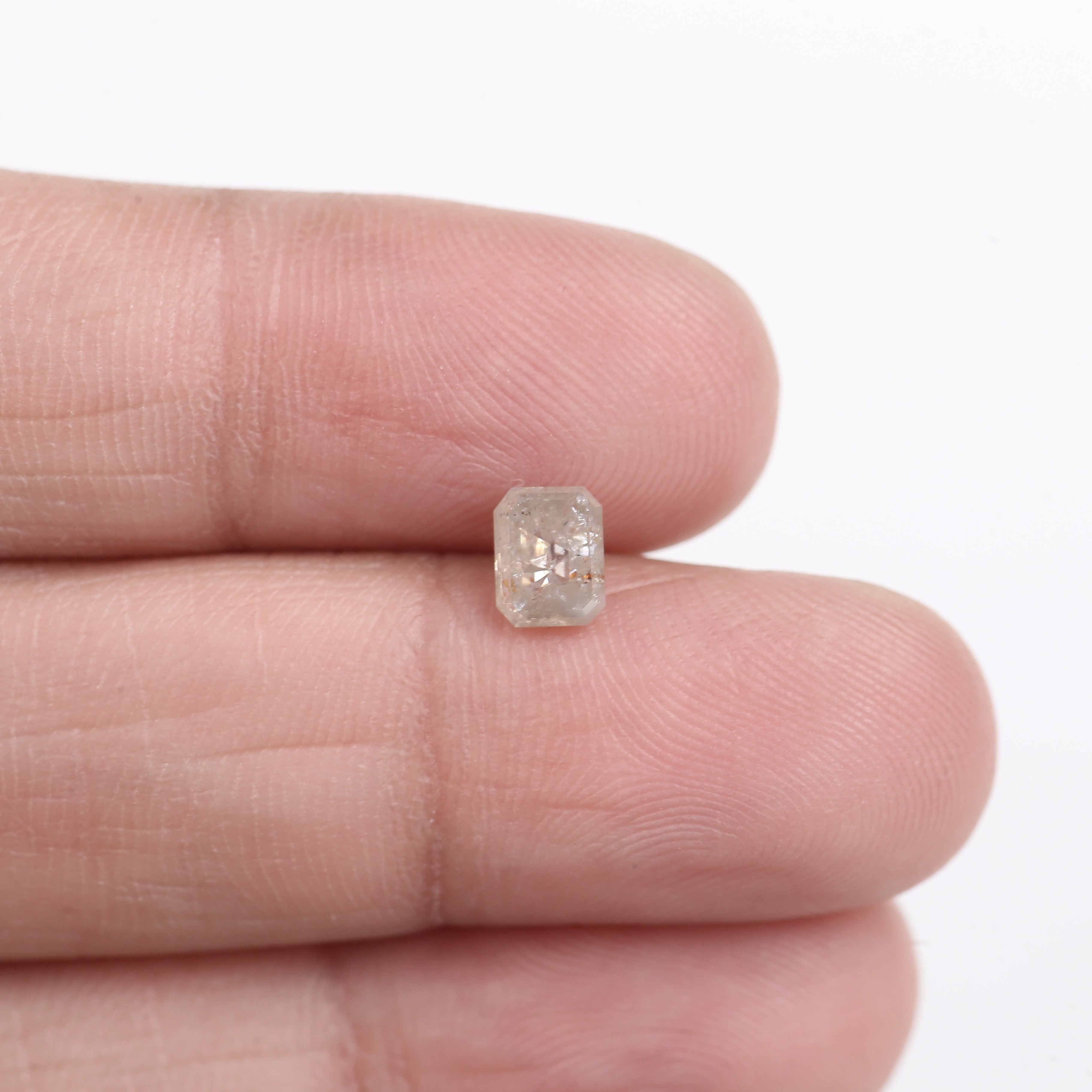 0.70 Carat Natural Salt and Pepper Diamond Emerald Cut 5.7 MM