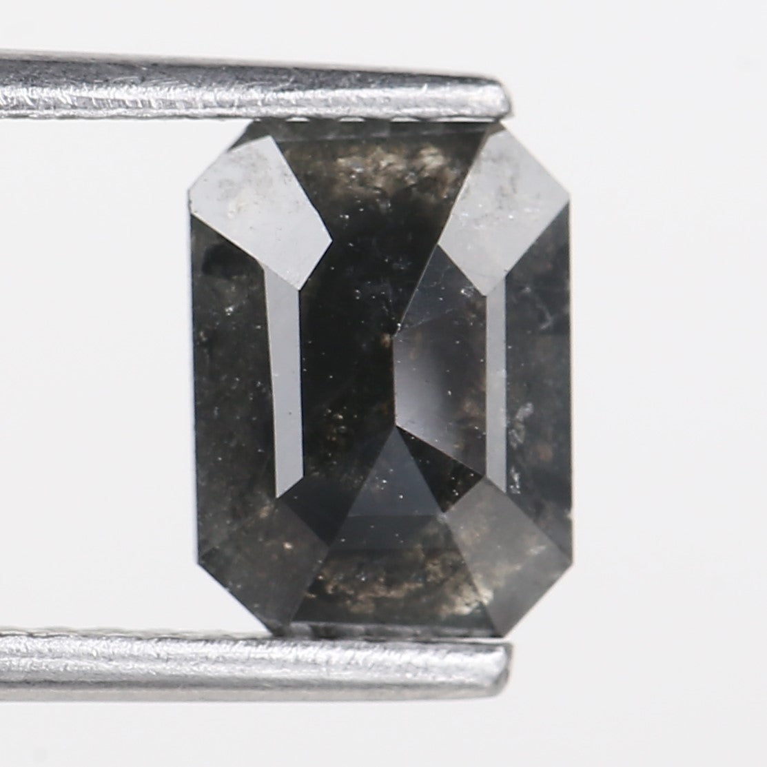 1.18 Carat Natural Black Emerald Cut Loose Salt and Pepper Diamond 7.97 MM