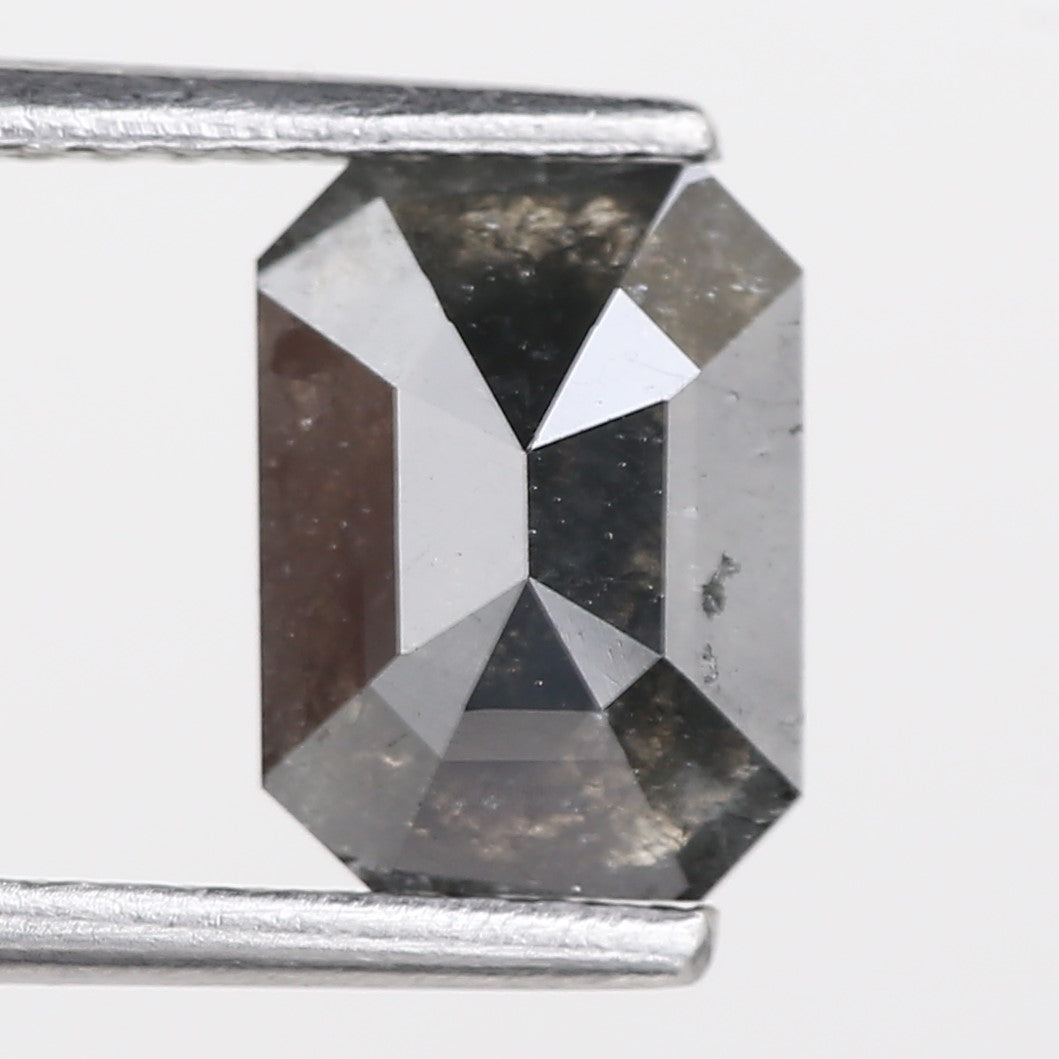 1.18 Carat Natural Black Emerald Cut Loose Salt and Pepper Diamond 7.97 MM
