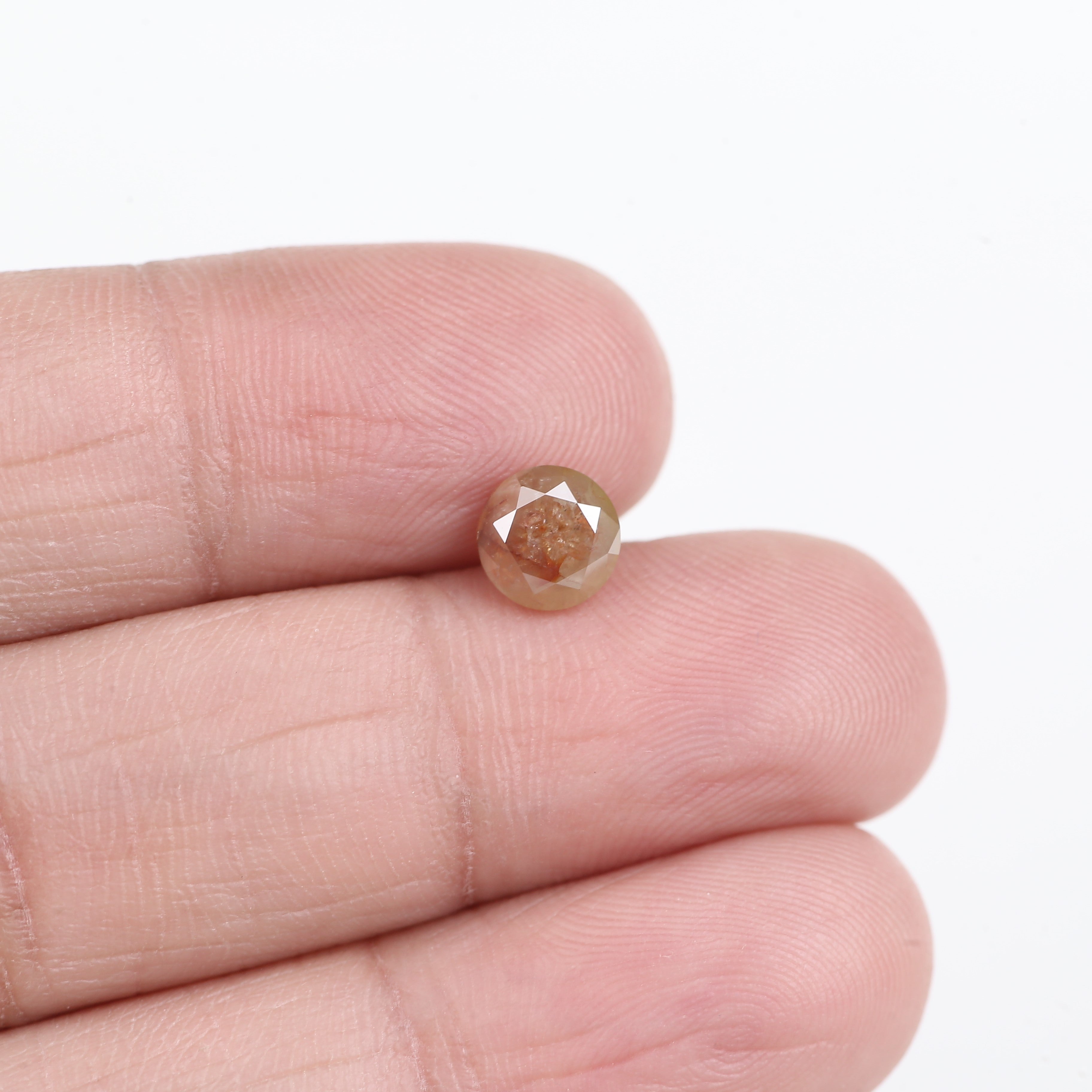 1.21 Carat Round Cut Salt and Pepper Orange Diamond 6.27 MM