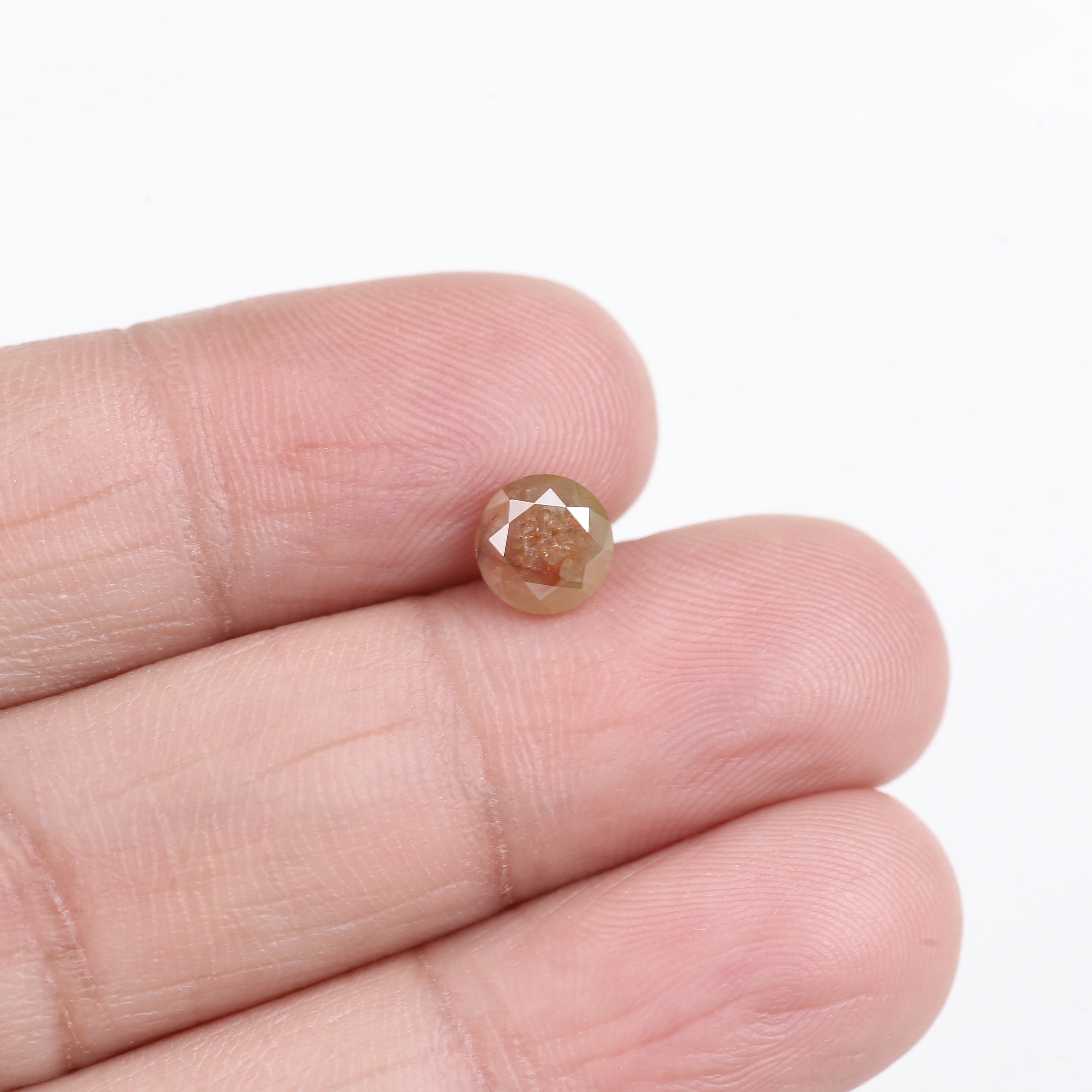 1.21 Carat Round Cut Salt and Pepper Orange Diamond 6.27 MM