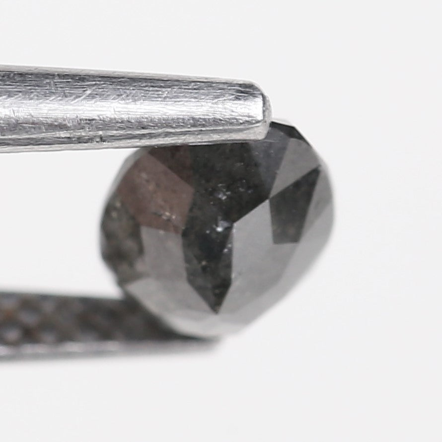 0.84 Carat Natural Black Oval Cut Salt Pepper Diamond 6.75 MM