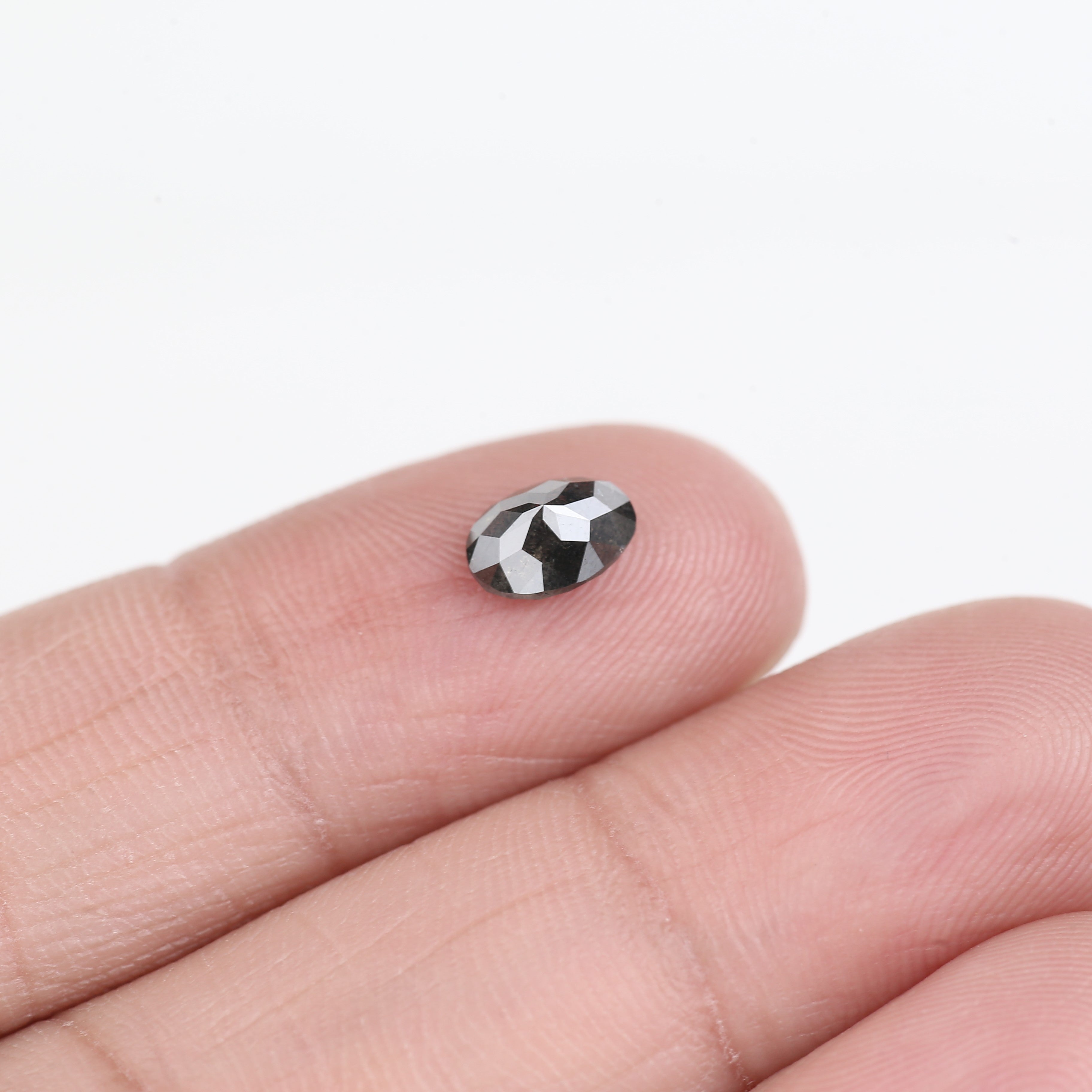 0.84 Carat Natural Black Oval Cut Salt Pepper Diamond 6.75 MM