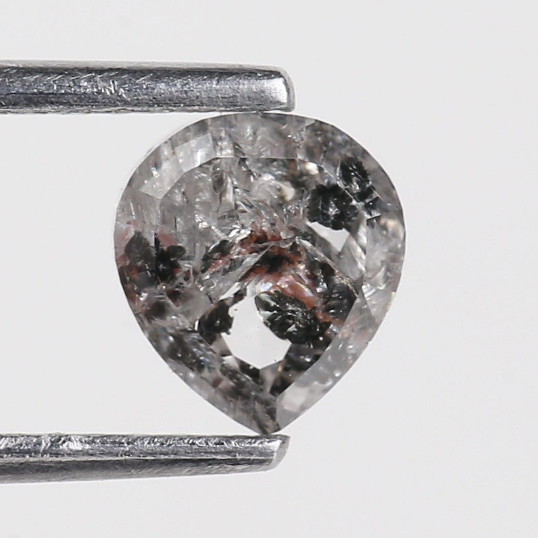 1.14 Carat Pear Shaped Natural Loose Salty Pepper Diamonds 6.30 MM