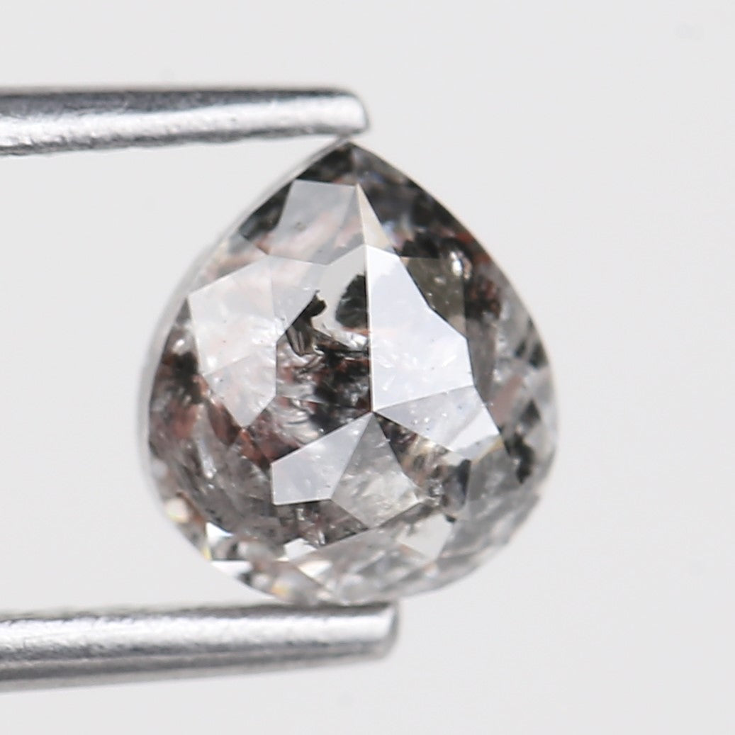 1.14 Carat Pear Shaped Natural Loose Salty Pepper Diamonds 6.30 MM
