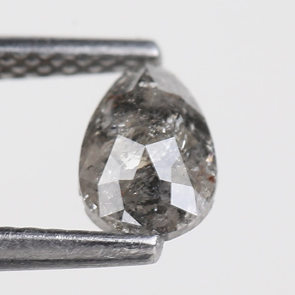 0.66 Ct Natural Salt and Pepper Grey Pear Cut Loose Diamond 6.67 MM