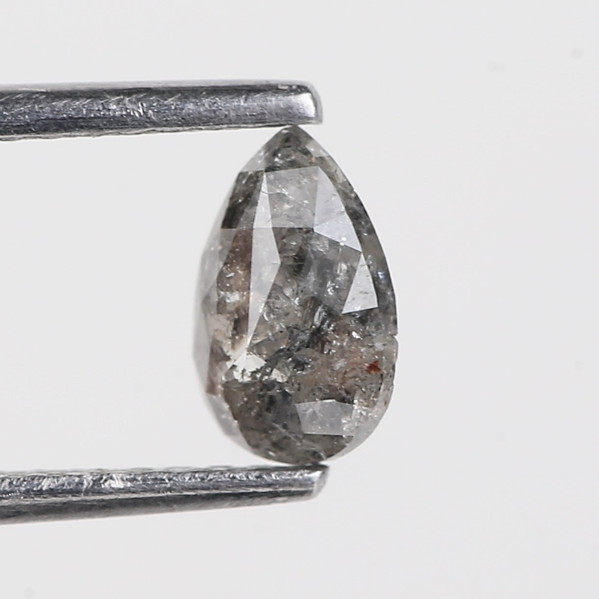 0.66 Ct Natural Salt and Pepper Grey Pear Cut Loose Diamond 6.67 MM