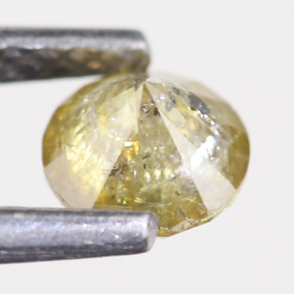 0.59 Carat Natural Salt And Pepper Round Cut Yellow Diamond 4.97 MM