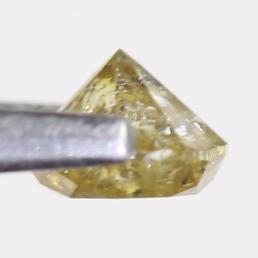 0.59 Carat Natural Salt And Pepper Round Cut Yellow Diamond 4.97 MM