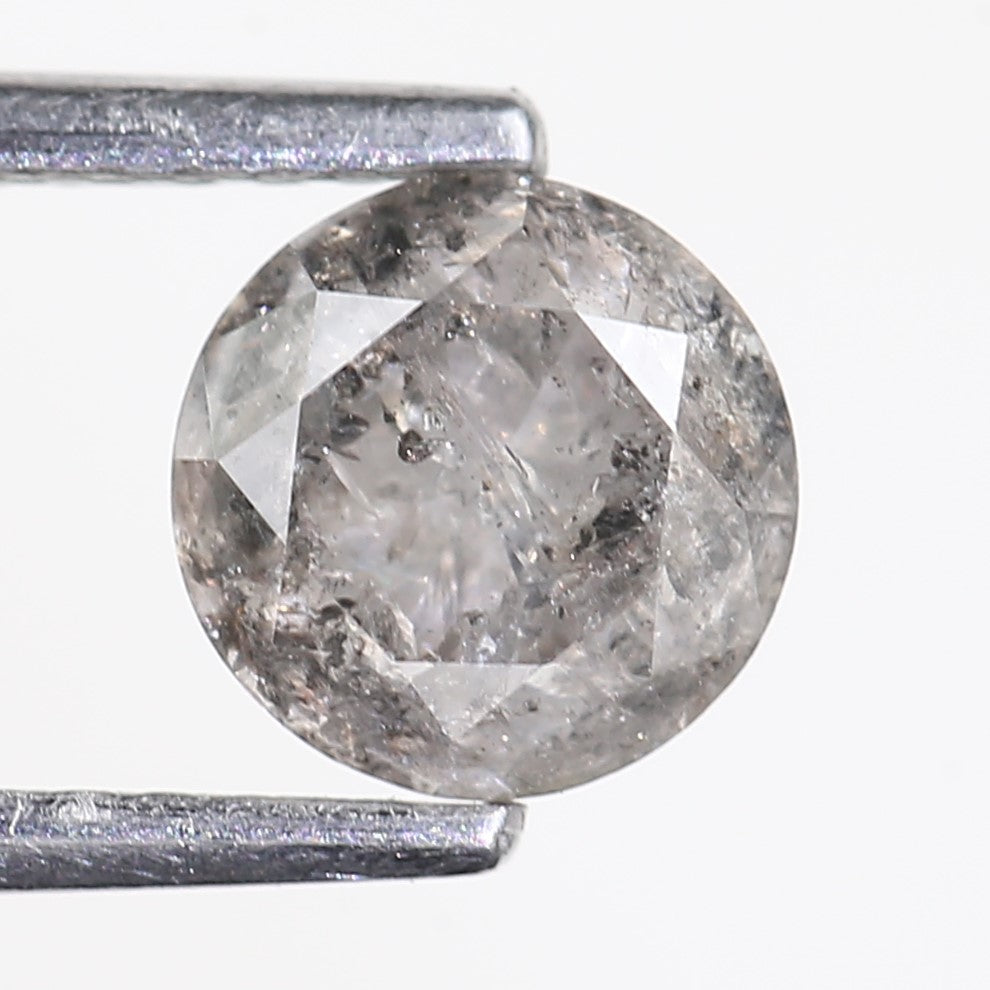 1.08 Carat Natural Gray Salt And Pepper Round Cut Diamond 6.03 MM