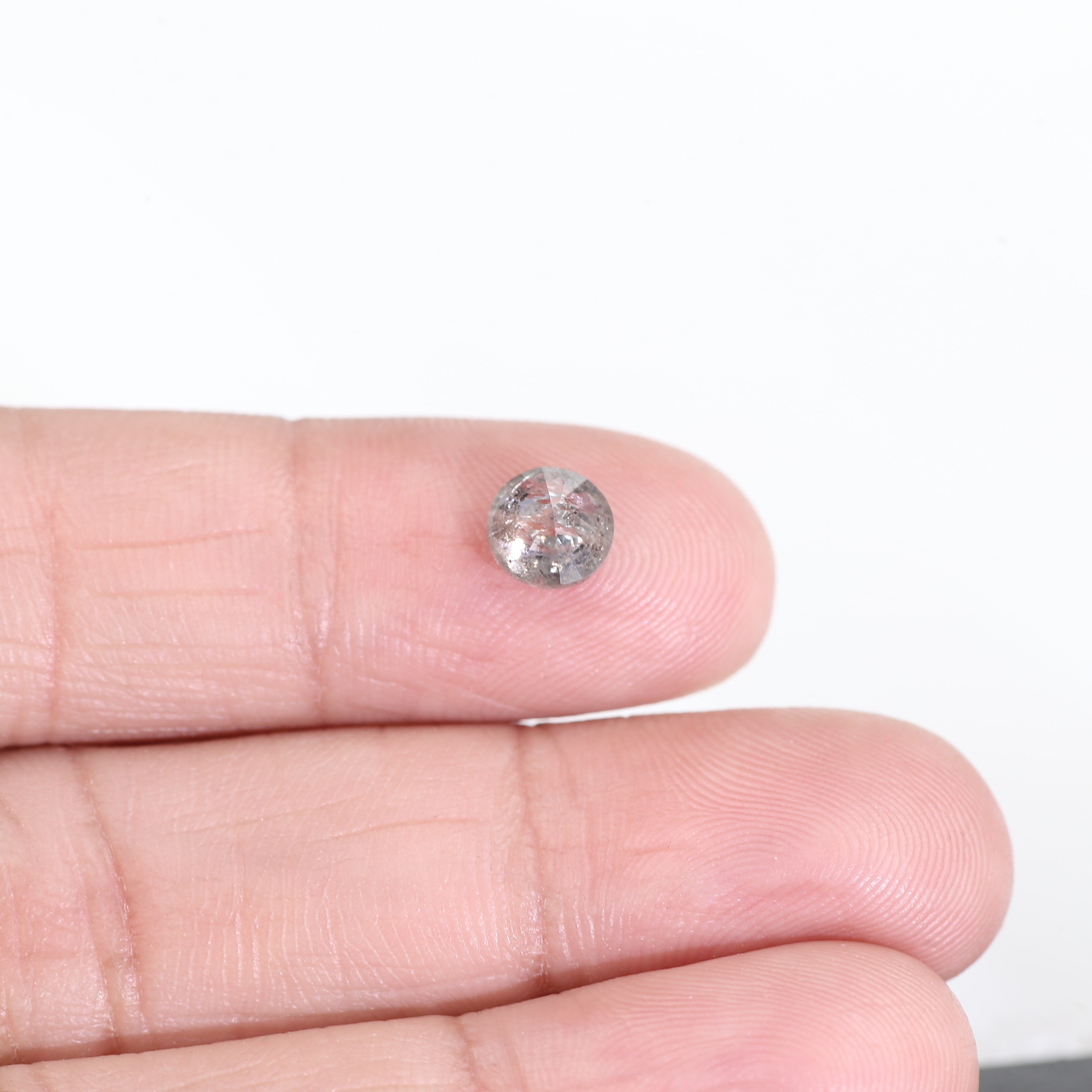 1.08 Carat Natural Gray Salt And Pepper Round Cut Diamond 6.03 MM