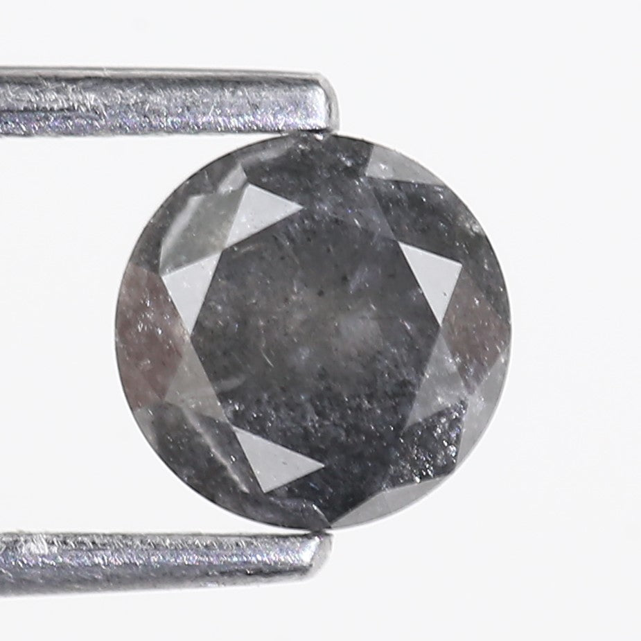 0.99 Carat Natural Round Cut Gray Salt And Pepper Diamond 5.74 MM