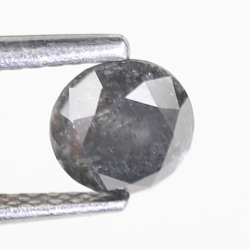 0.99 Carat Natural Round Cut Gray Salt And Pepper Diamond 5.74 MM