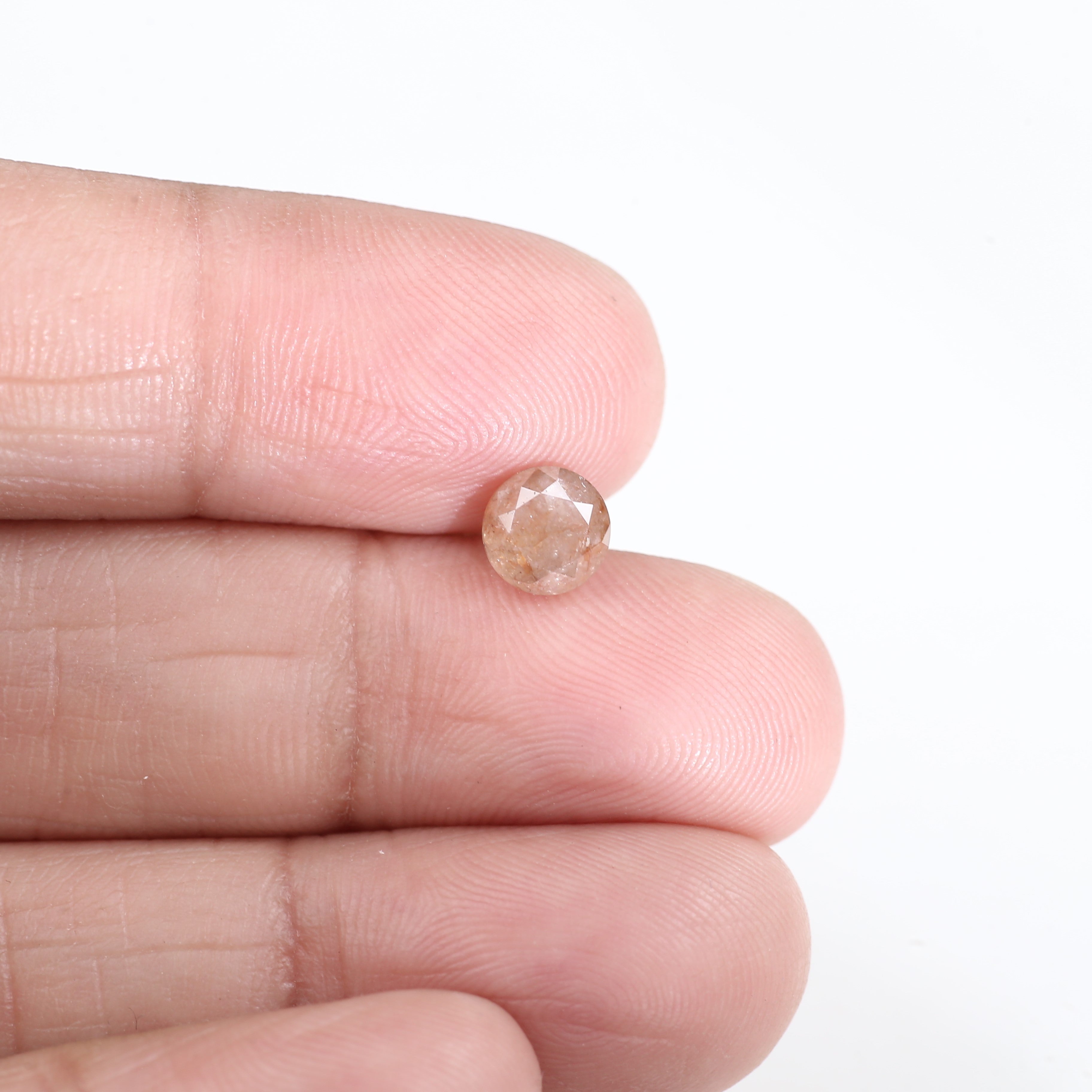 1.17 Carat Natural Salt And Pepper Round Cut Orange Diamond 5.90 MM