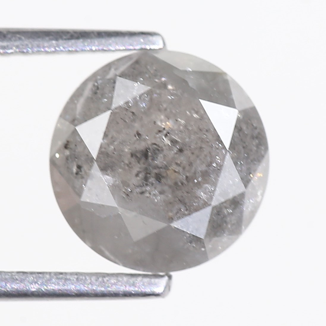 2.48 Carat Natural Salt And Pepper Round Cut Gray Diamond 7.92 MM