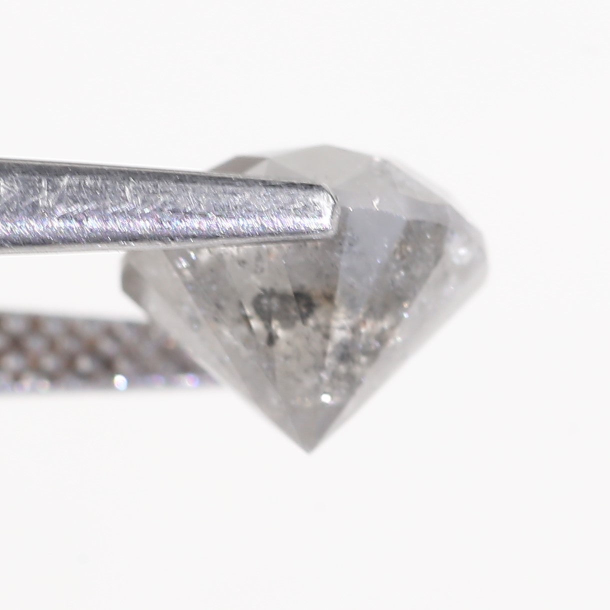 2.48 Carat Natural Salt And Pepper Round Cut Gray Diamond 7.92 MM