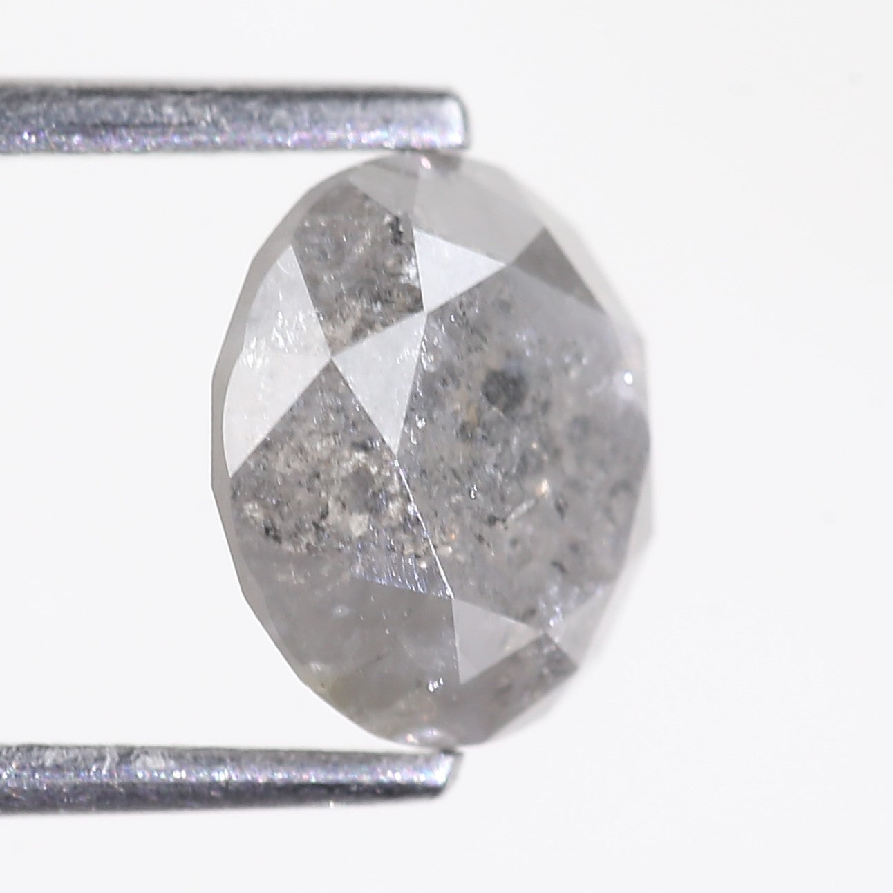 2.48 Carat Natural Salt And Pepper Round Cut Gray Diamond 7.92 MM