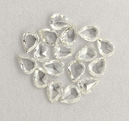 1 Carat White Pear Rose Cut GH Color VS-SI Clarity 10 PCS