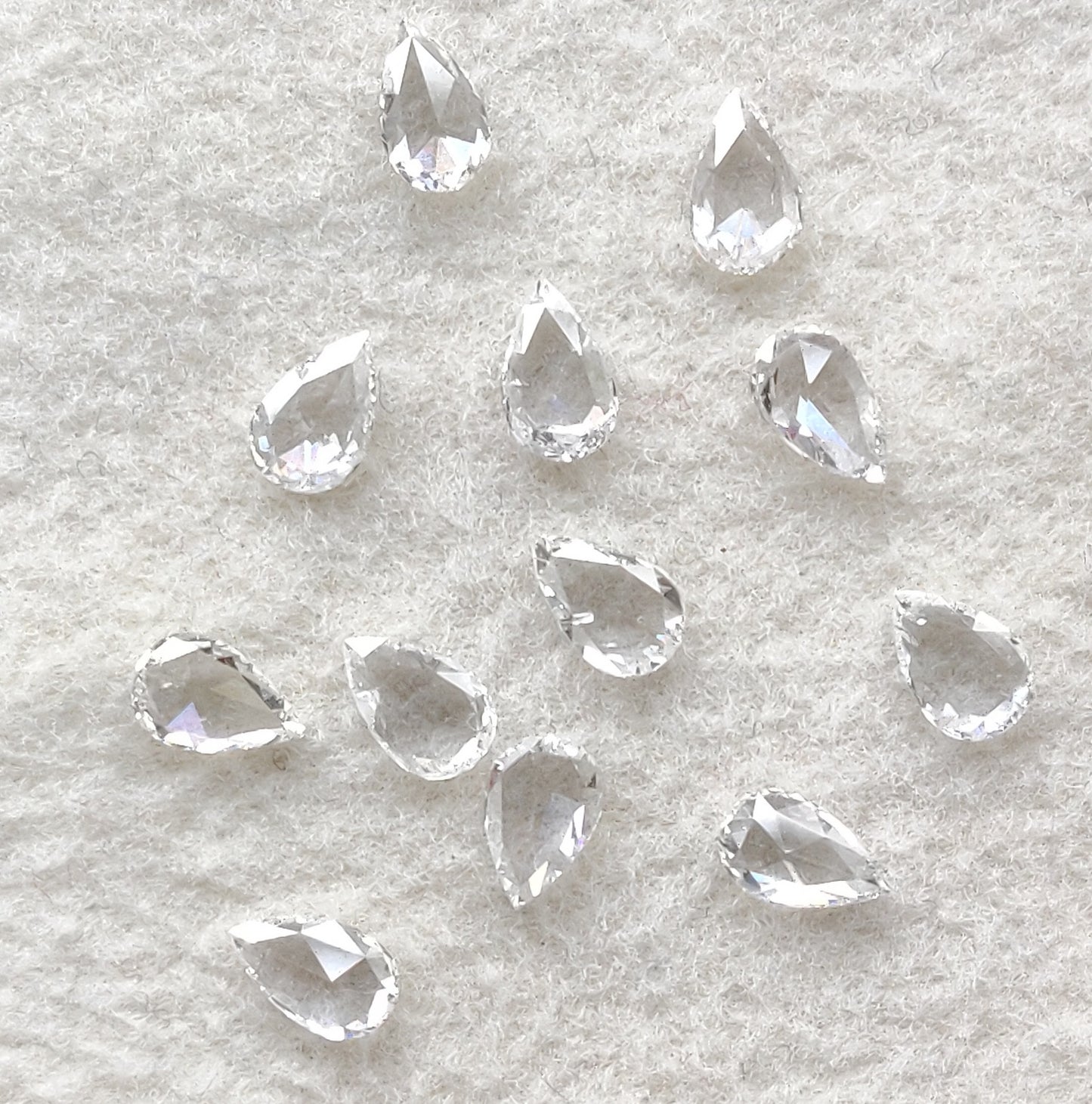 1 Carat White Pear Rose Cut GH Color VS-SI Clarity 10 PCS