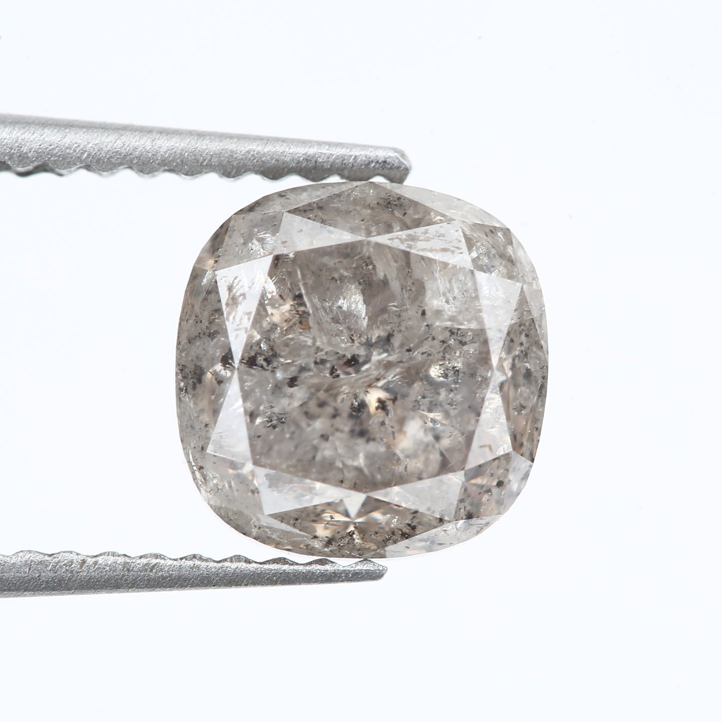 2.06 Carat 7.11 X 7.10 X 5.30 MM Cushion Cut Fancy Gray Salt and Pepper Natural Loose Diamond - Blackdiamond