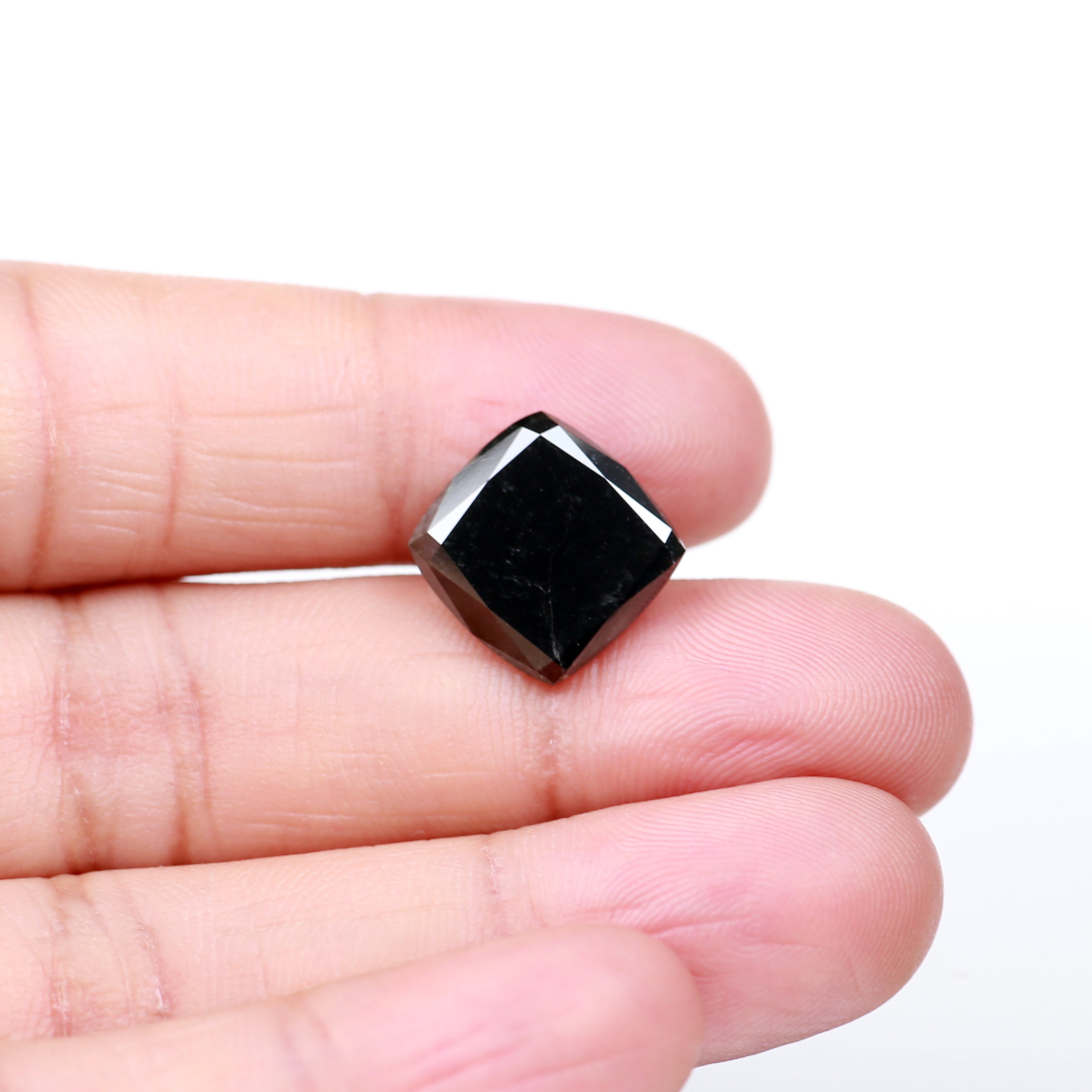 8 Carat Cushion Cut Black Diamond Natural Loose 12.40 MM