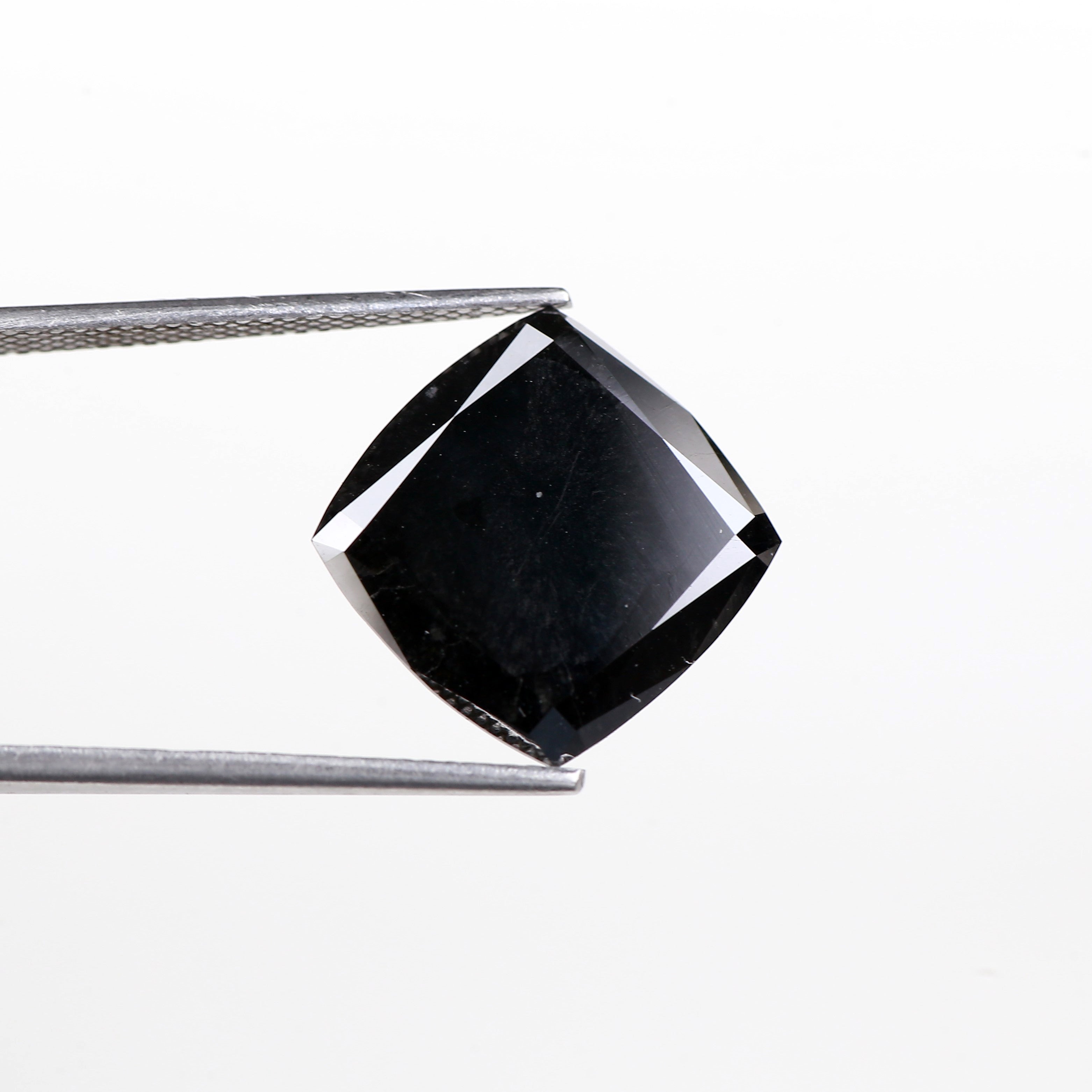 7 Carat Cushion Cut Diamond Natural Black Loose 13.40 MM