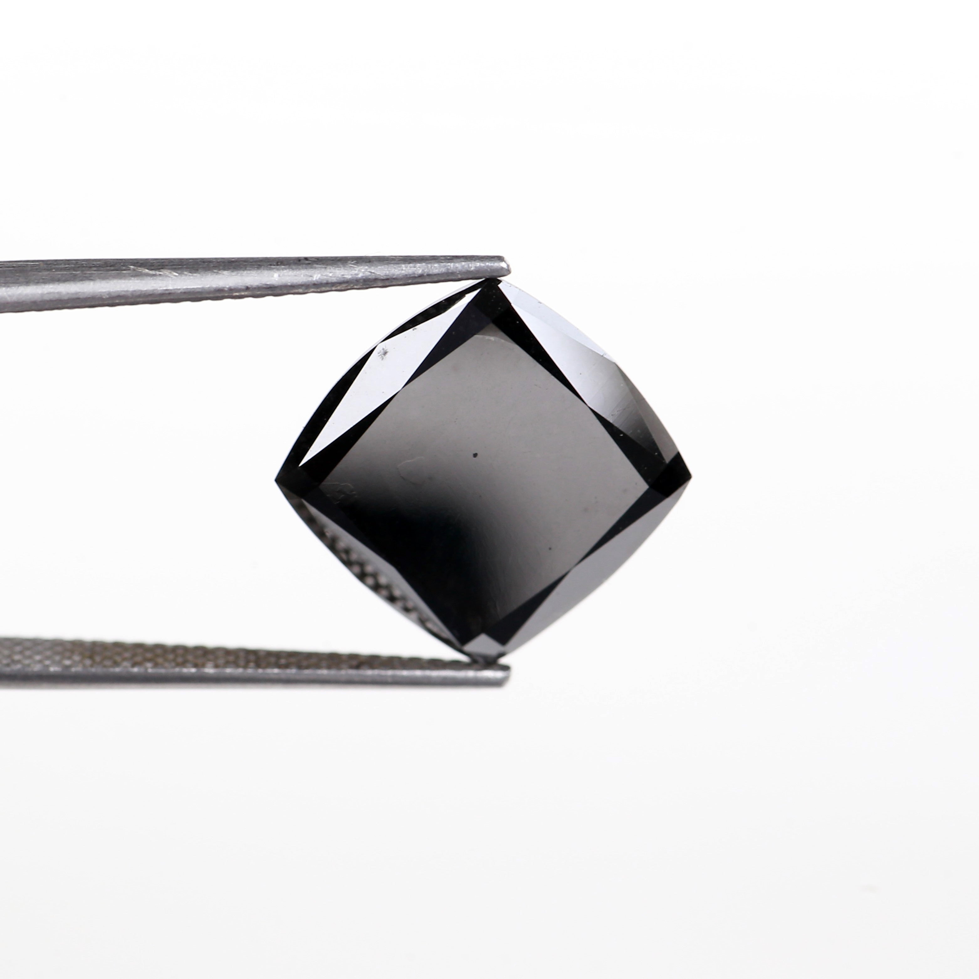 7 Carat Cushion Cut Diamond Natural Black Loose 13.40 MM