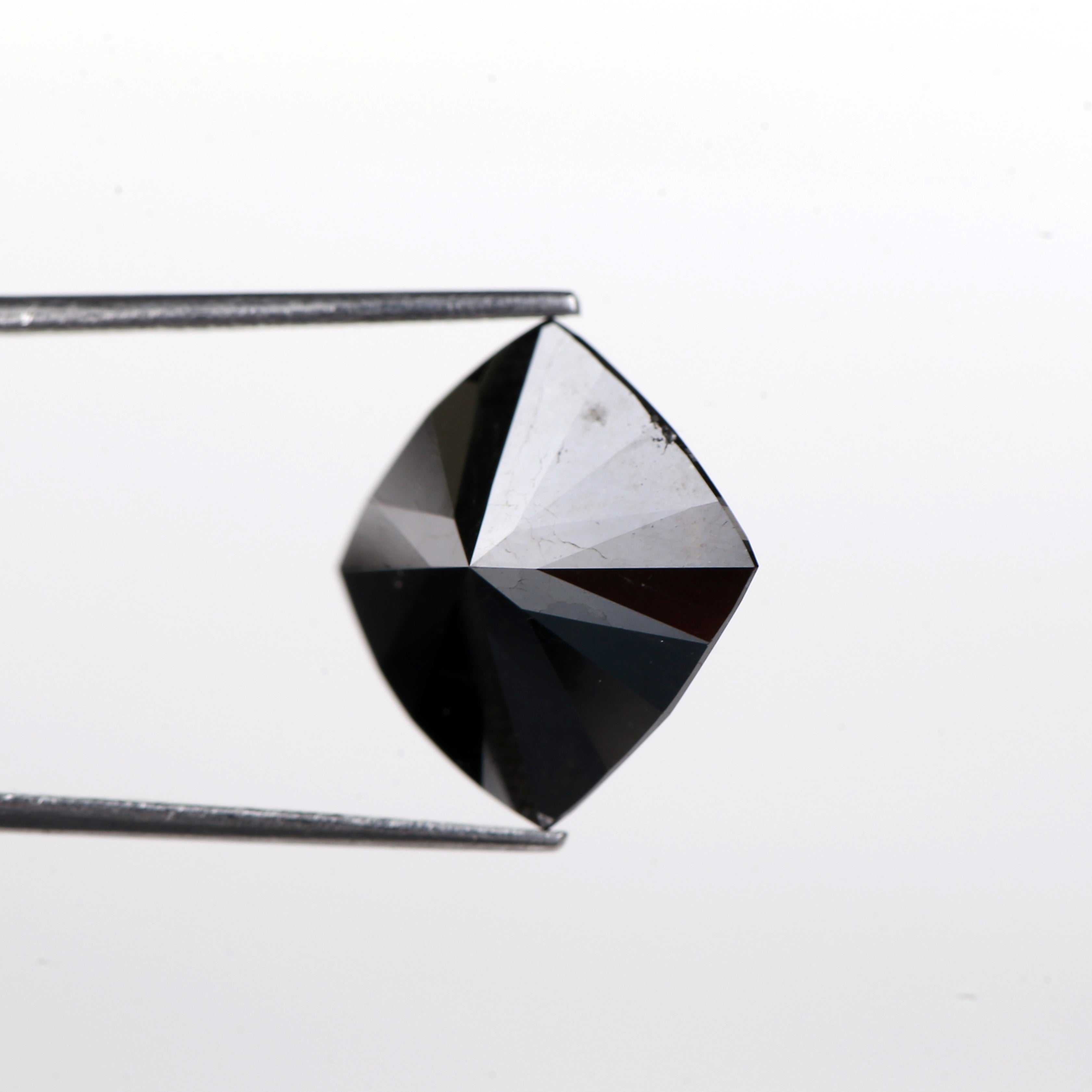 7 Carat Cushion Cut Diamond Natural Black Loose 13.40 MM