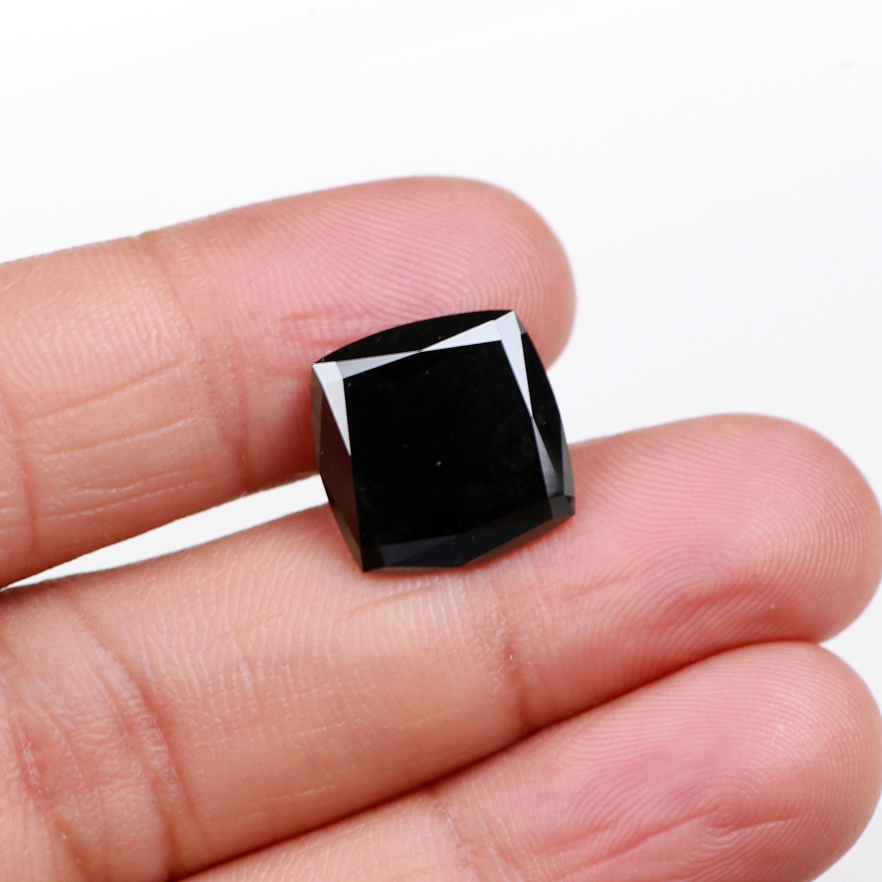 7 Carat Cushion Cut Diamond Natural Black Loose 13.40 MM